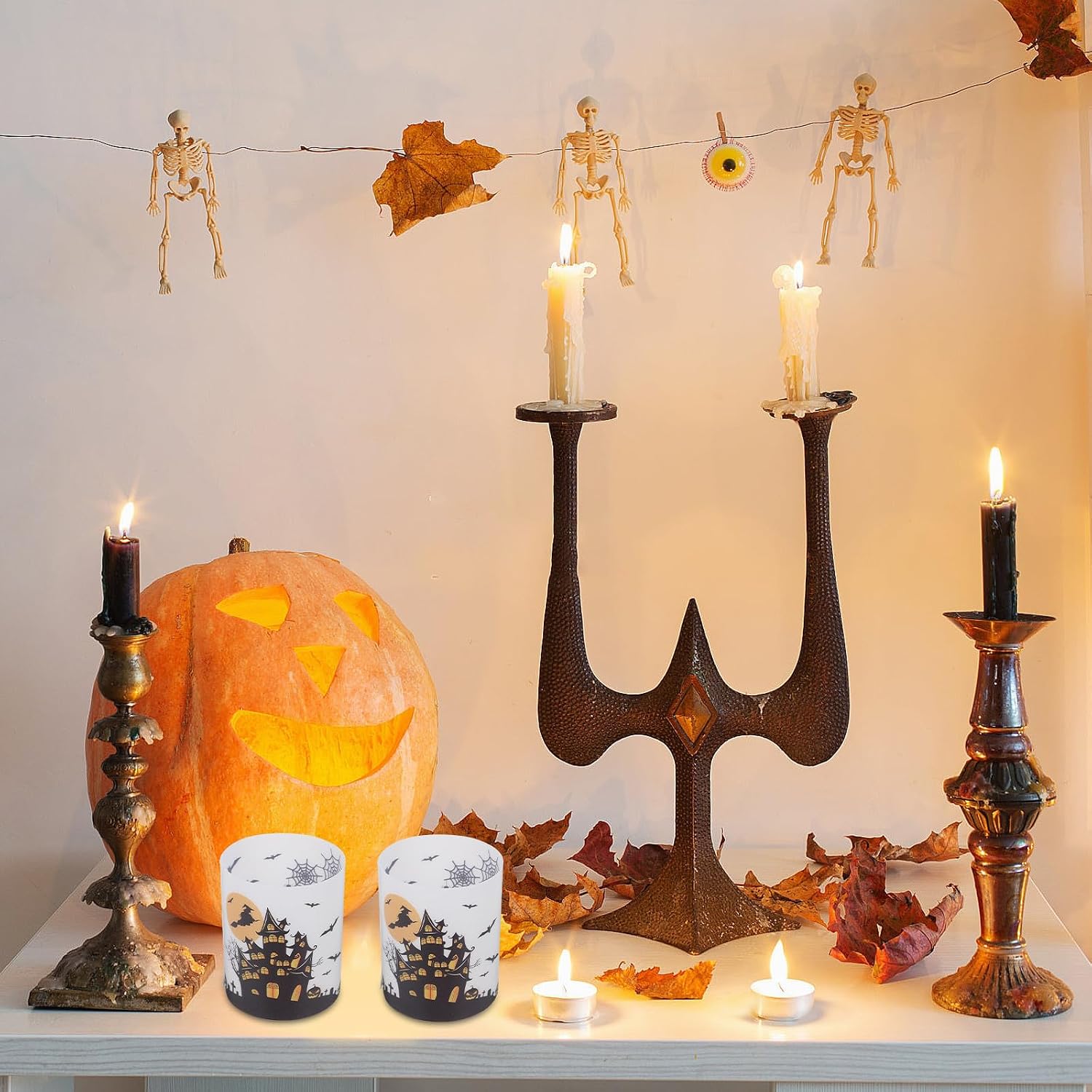 Healifty 8pcs Plastic Candle Shades Cylinder Covers for Home Use Windproof Pvc Candle Protectors with Creative Patterned Design Simple Structure for Centerpieces