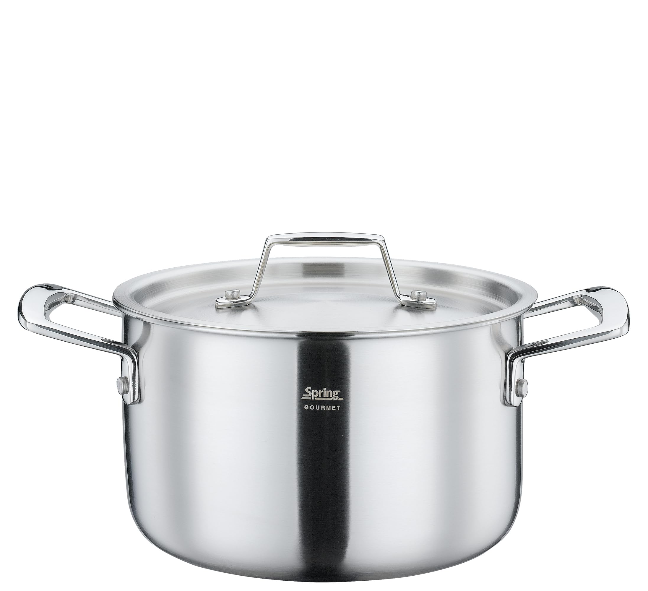Spring Gourmet Cooking Pot with Lid Diameter 18 cm, 2.7 L, Stainless Steel, Suitable for Induction Cookers, Oven and Dishwasher Safe, Multi-Layer Material, Aluminium Core, Cooking Pot for All Hobs