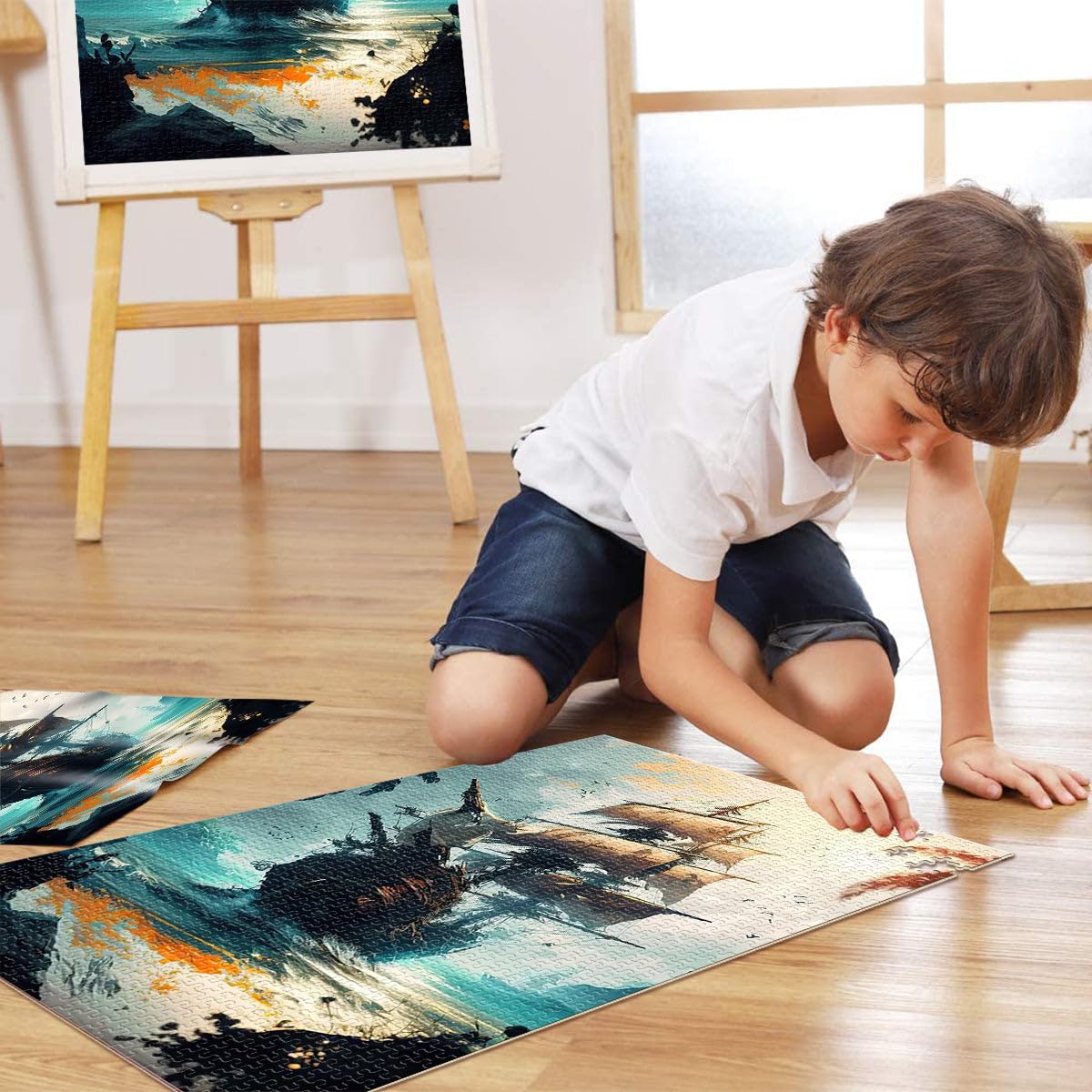 Puzzle 2000 pezzi per adolescenti paesaggio di nave pirata Giocattolo educativo antistress è ideale come regalo per tutta la famiglia 70x100cm