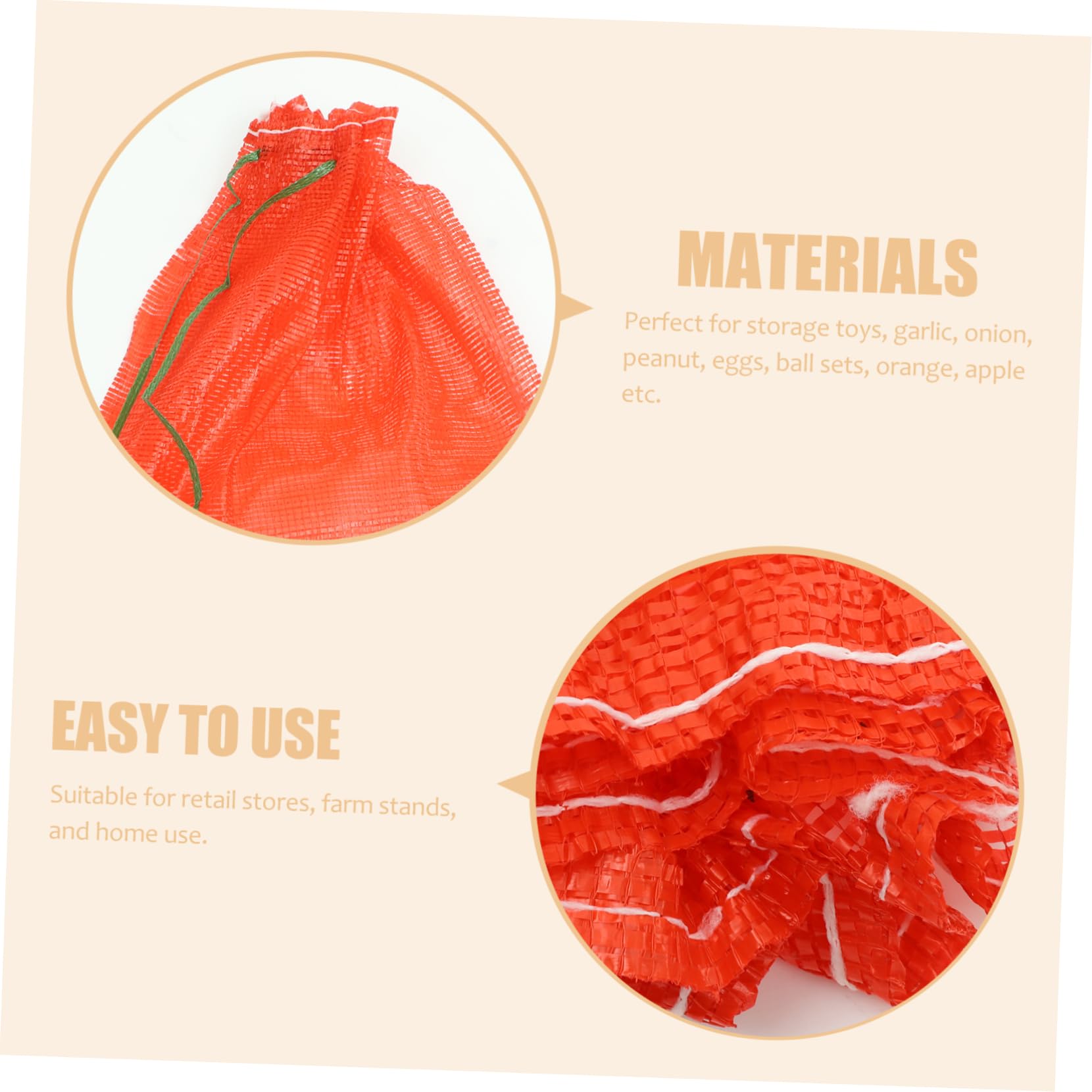Zerodeko Bolsas de Malla de Plástico Rojo 50 Piezas 50x80 Cm