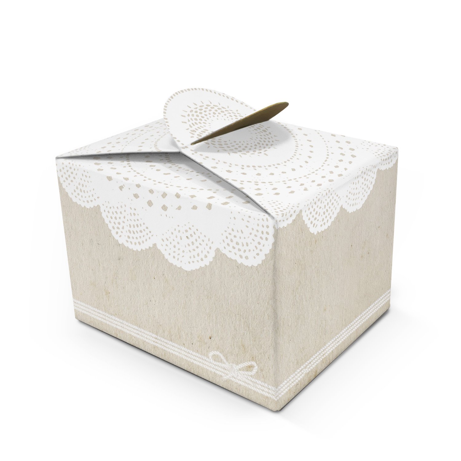 50 małych białych beżowych koronek pudełko prezentowe, pudełko prezentowe, pudełko prezentowe, pudełko na prezent, mini tektury, wymiary 8 x 6,5 x 5,5 cm, opakowanie dekoracja stołu, prezent dla gości, upominek give-away małe rzeczy + rzeczy