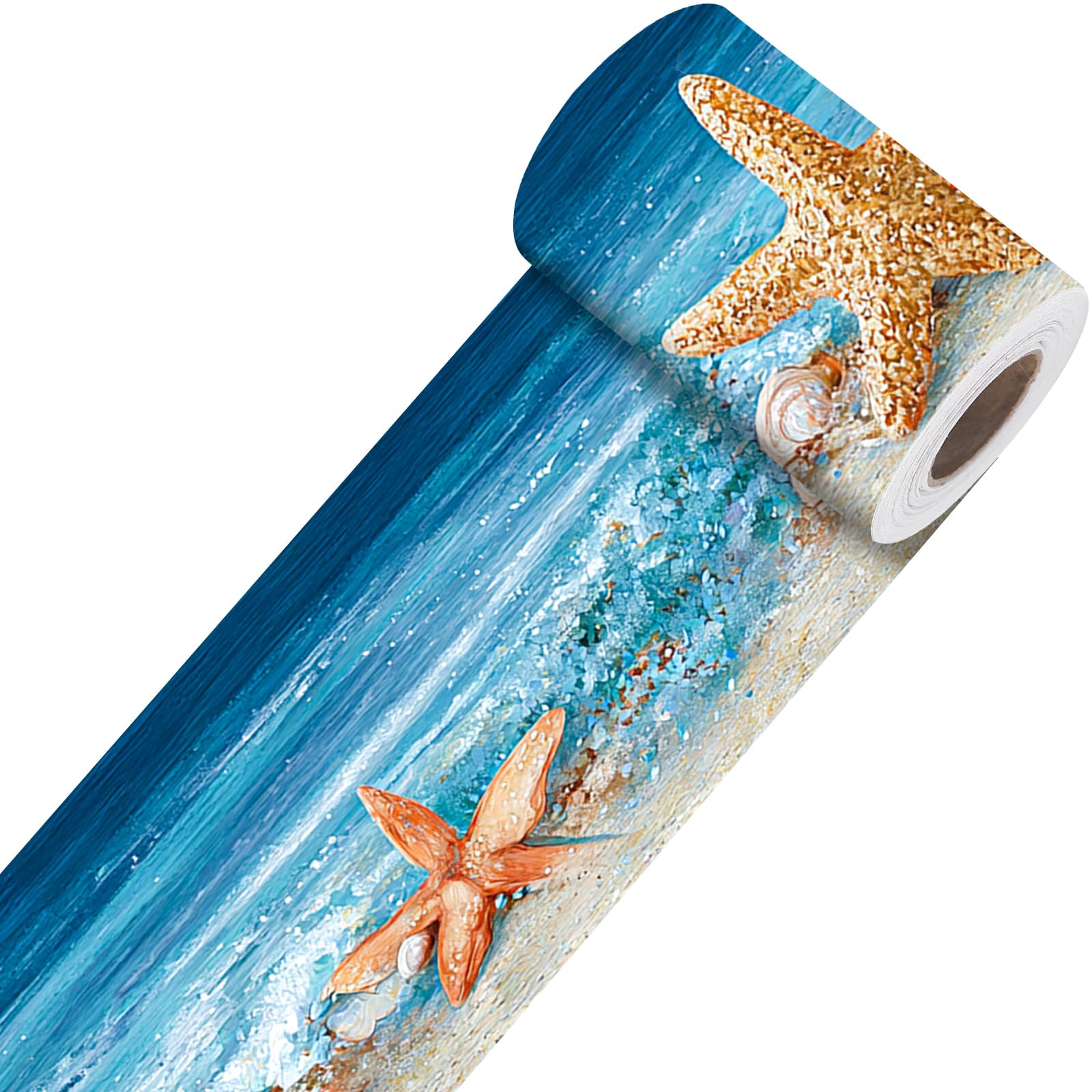 Nuxovilar Beach Starfish Shell Peel Stick Wall Border PVC 3.94x16.4'