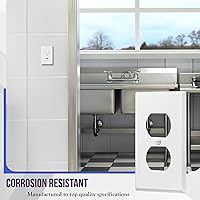 Vista 196 de ENERLITES Placa de pared de metal dúplex para receptáculos, cubierta de salida de acero inoxidable, resistente a la corrosión, tamaño de 1 banda