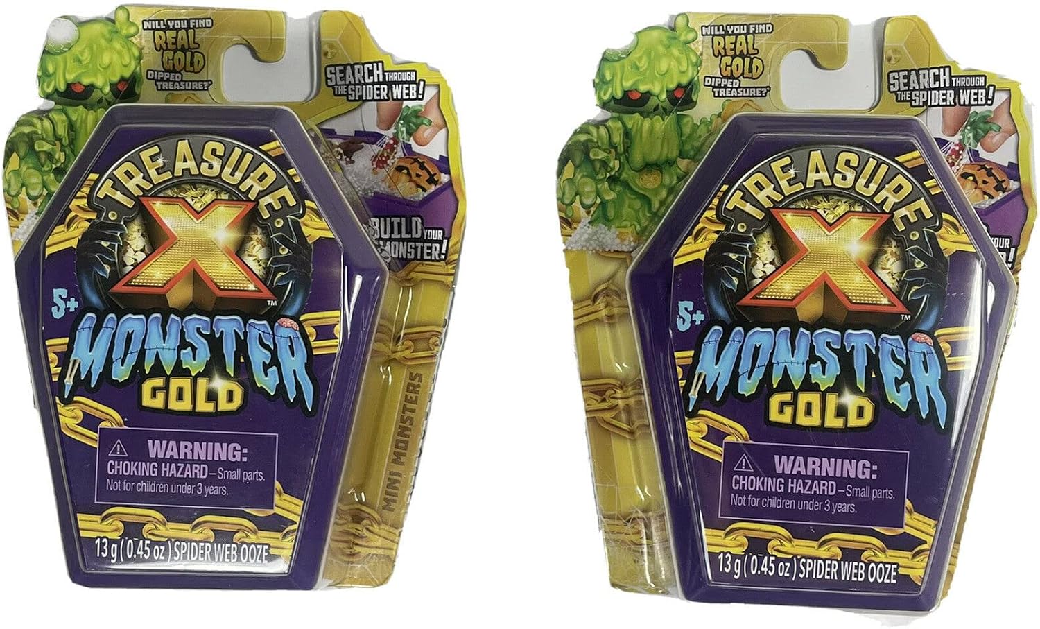 Lot of 2 Treasure X Monster Gold Mini Mystery Coffin 8 Levels