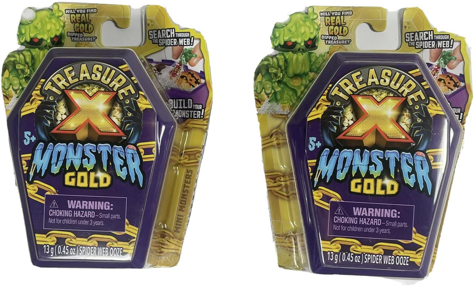 Lot of 2 Treasure X Monster Gold Mini Mystery Coffin 8 Levels
