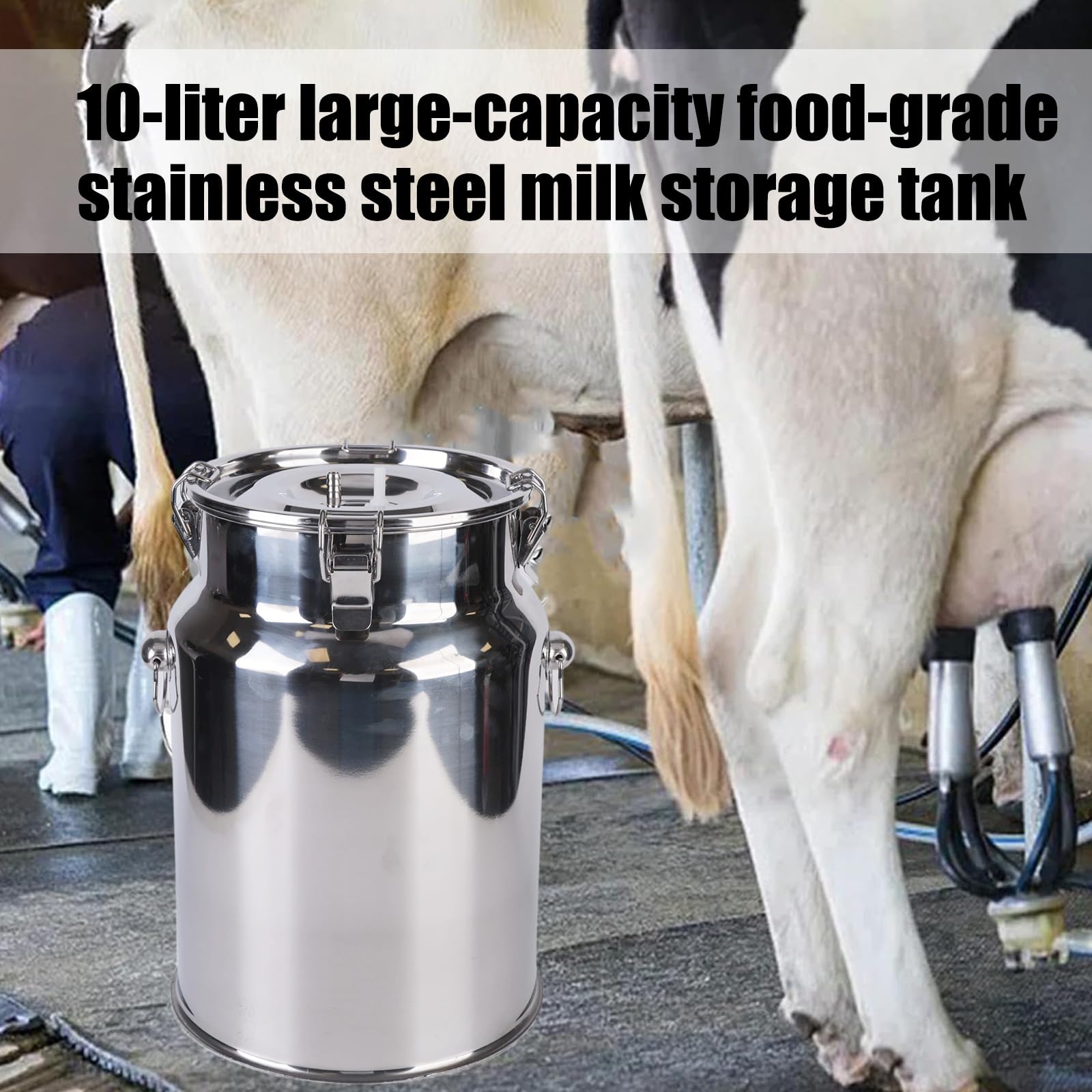 Cubo profesional para ordeñadora de 10 L, diseño de acero inoxidable para ganado, ovejas y cabras, accesorios para ordeñadora de vacas