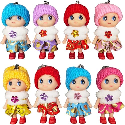 8 llaveros de muñecas pequeñas de silicona, mini muñeca de princesa de silicona para niñas, kit de casa de muñecas en miniatura, decoración de