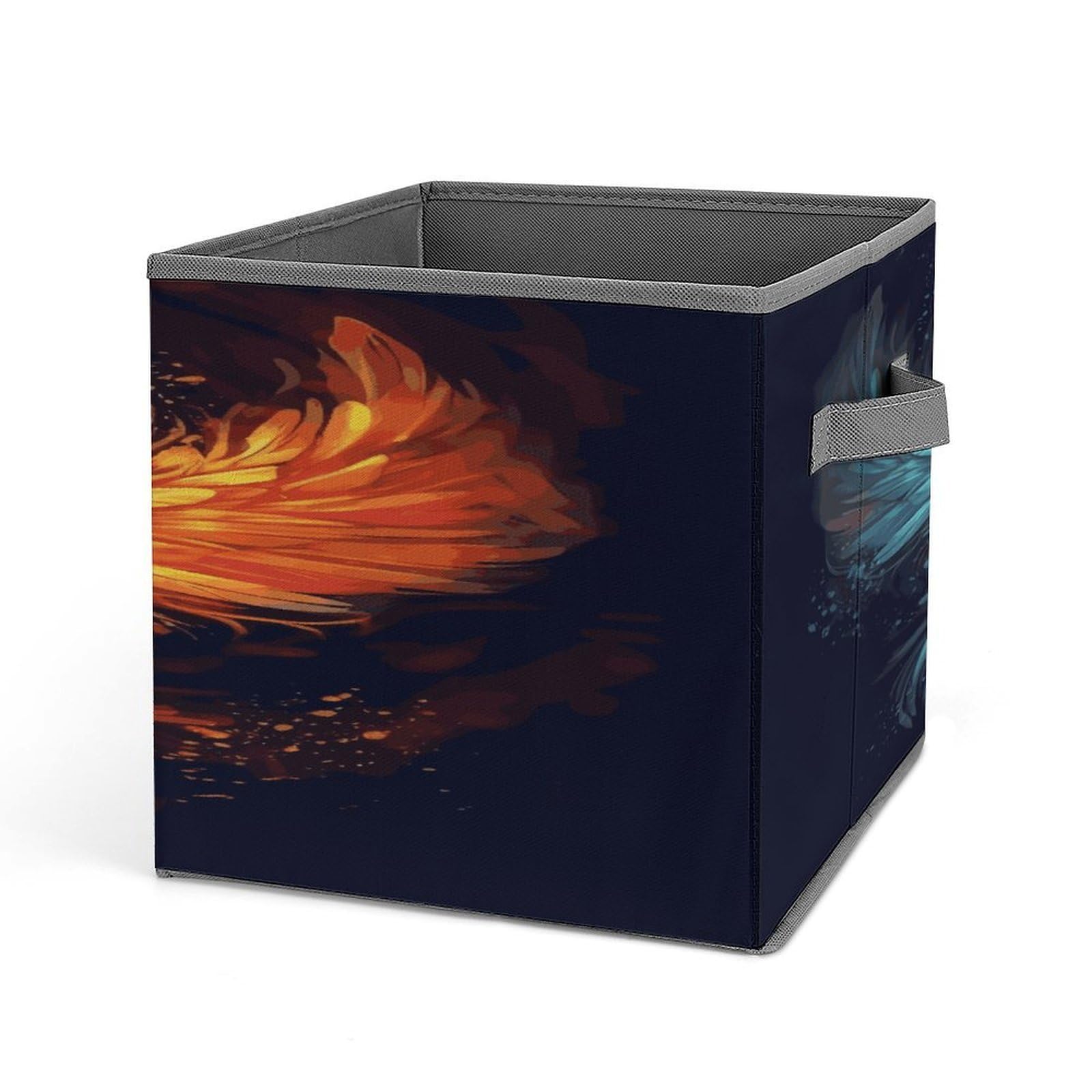 Fodpand Style Fire And Water Phoenix Storage Cubes Foldable Decorative Fabric, Storage Bins Baskets With Handles, Closet Organizers And Storage For Home, Office,Closet, Clothes
