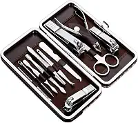 Manicure, kit de pedicure, cortador de unhas, kit de cuidados profissionais, ferramentas de unha com estojo de viagem luxuoso, conjunto de 12 unidades. (cortadores de unhas 12 peças)