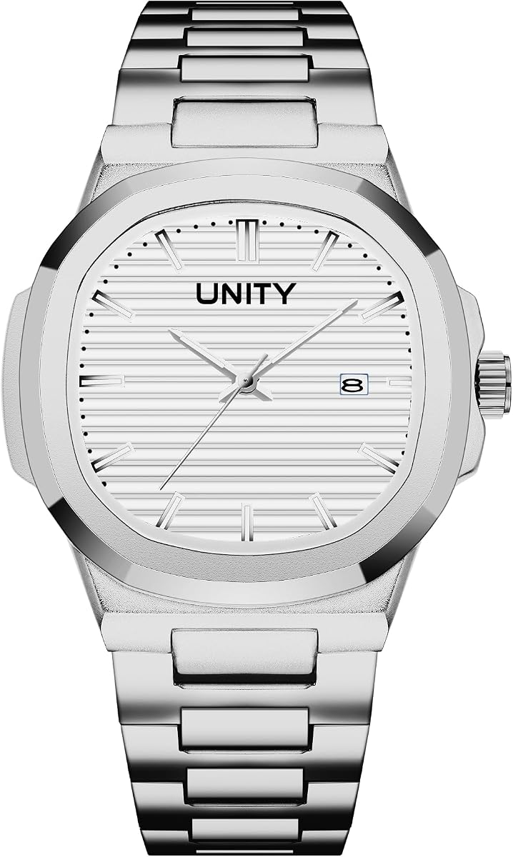 Reloj de pulsera original de lujo para hombre: reloj de pulsera analógico de cuarzo con esfera cuadrada clásica y fecha, manecillas y marcadores luminosos, reloj informal y de negocios