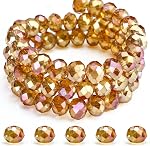 Dowarm 200 pièces Briolette en cristal perles pour la fabrication de bijoux, 8MM Rondelle Perles en cristal pour l'artisanat Charmes à vin Chimes à vent Catcheurs de soleil, Briollete Rondelle Trouver des perles d'espacement (Crystal AB, 8MM)