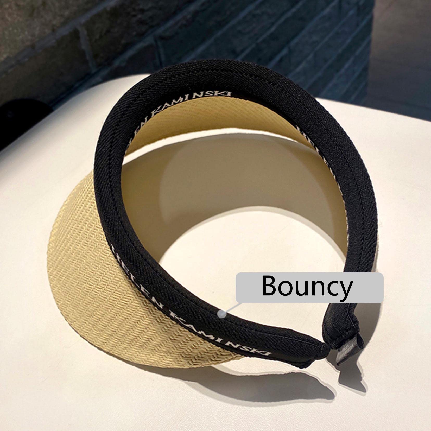 Strandhüte für Frauen mit breitem Krempe Hut Sonnenschutz Strohhut Falten Hut Sommer UV -Schutz Visors Beige-56-58cm