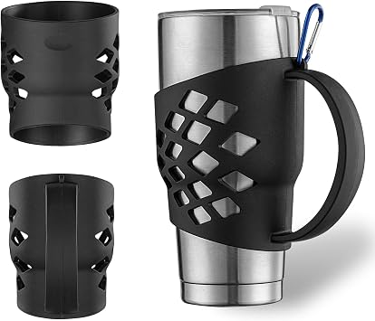 Handle for 30 OZ Tumblers, Yeti Rambler Handle Anti Slip, Silicone Sleeve Holder for Yeti Rambler/RTIC Tumbler/Corkcicle Tumbler Grip Holder 30oz Black