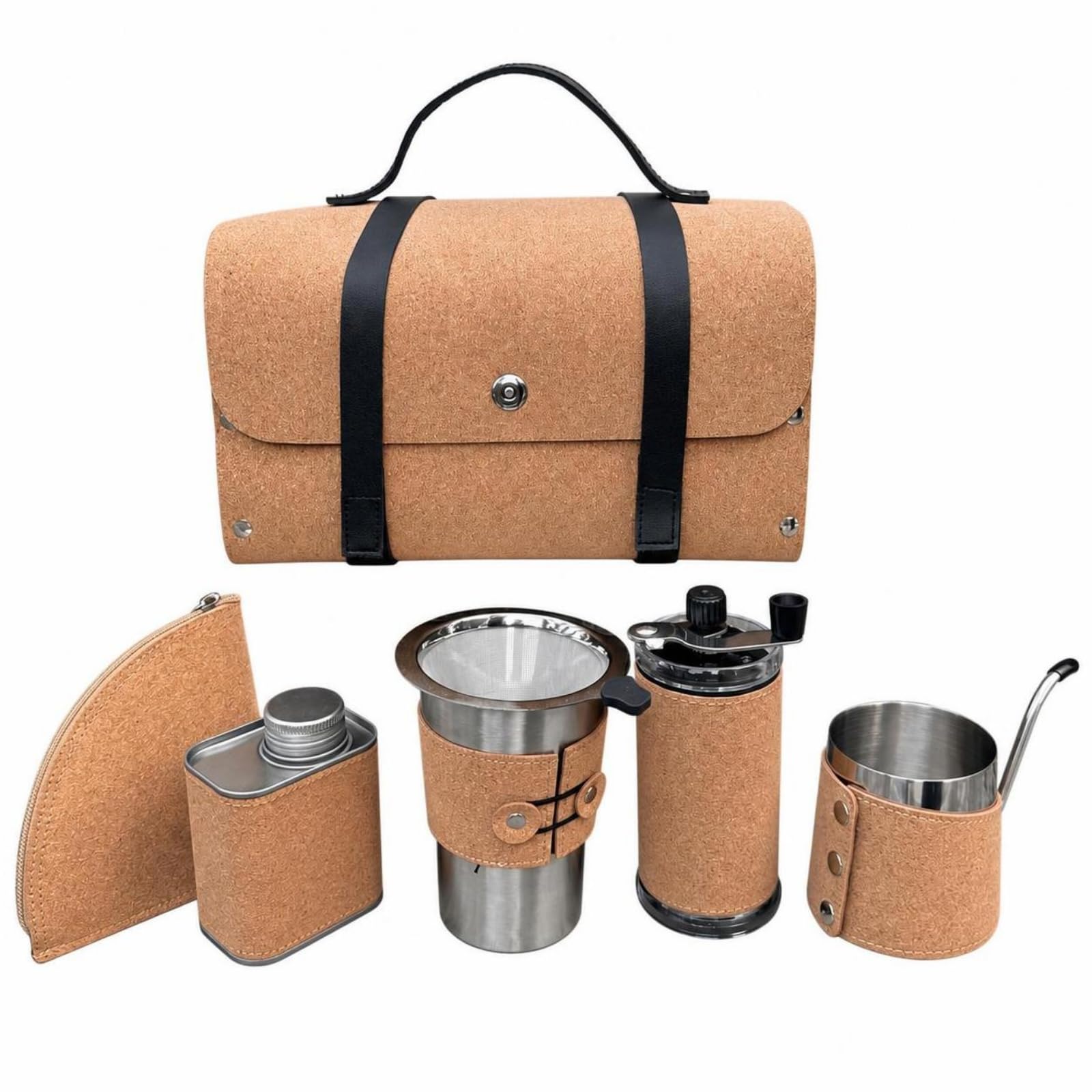 Set per Caffè con Maniglia da aggio Compatto, Kit Pour-Over con Valigetta, Pratico, Kit Filtro Metallico, per Campeggio, aggiatori