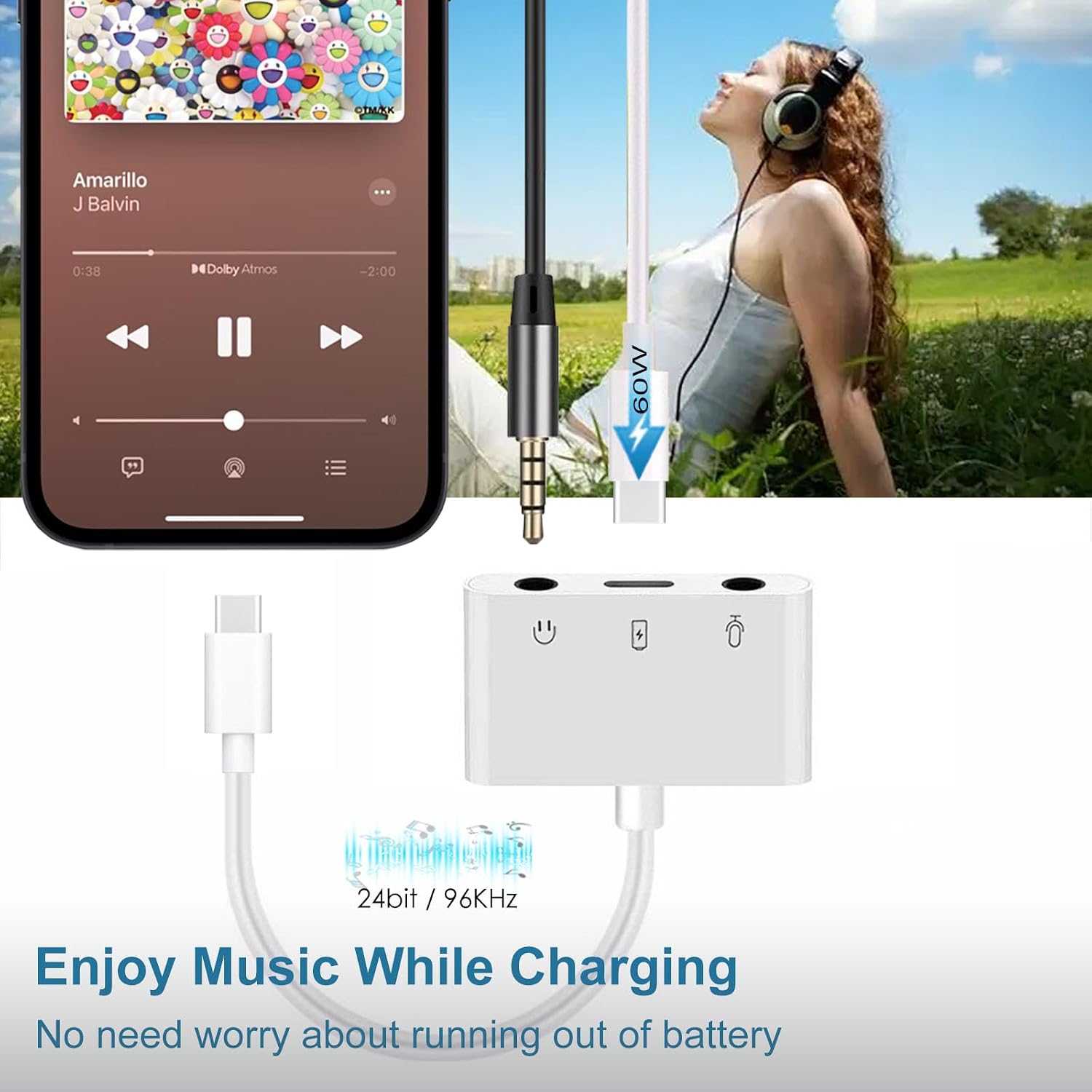 USB C to Microphone Adapter for Live-Streaming Type C to Microphone & 3.5mm Headphone Adapter with Charging Port USB C Audio & MIC Splitter Compatible for iPhone 16/17 iPad Pro/Galaxy 25 24/Pixel 9 8