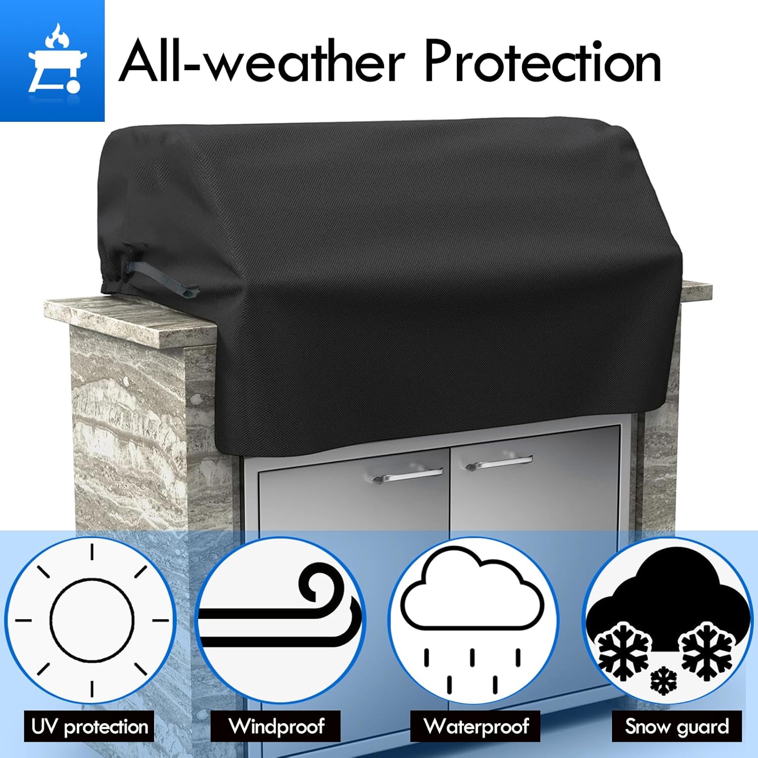 OG36 Grill Cover Replacement Parts for Wolf Grill Parts Lynx L600 36 Inch Twin Eagles TEBQ36RS TEBQ36R Alfresco Heavy Duty 36 Inch Built-in Barbecue Cover with Adjustable Hem Straps Buckle