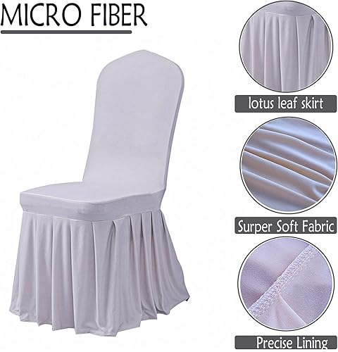 Miniatura 3 de Dimatic Juego de 6 fundas para sillas de comedor, fundas elásticas Parsons con falda, de elastano súper ajuste, funda protectora de asiento para