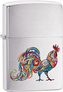 Zippo Lighter Colorful Rooster - Brushed Chrome 78096