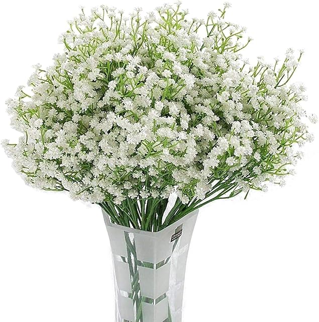 Ancokig Artificial Gypsophila12 Pack Artificial Flowers Baby Breathing Flowers Fake Gypsophila Plants Bouquets For Wedding Home DIY Decoration (White)