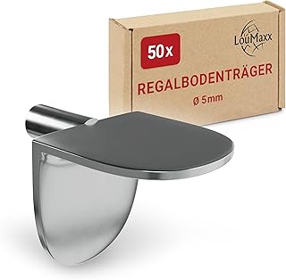 LouMaxx Winkelbodenträger Regalbodenträger 5mm - 40er Set Einlegebodenhalter Metall vernickelt - Einfach zu montierende Bodenträger für 5mm Lochbohrungen – Regalbodenhalter made in Europe