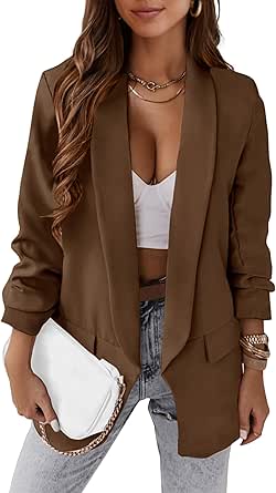 KIRUNDO Womens Fall Fashion 2023 Casual Blazers Long Sleeve Open Front Work Suit Office Blazer Jackets with Pockets