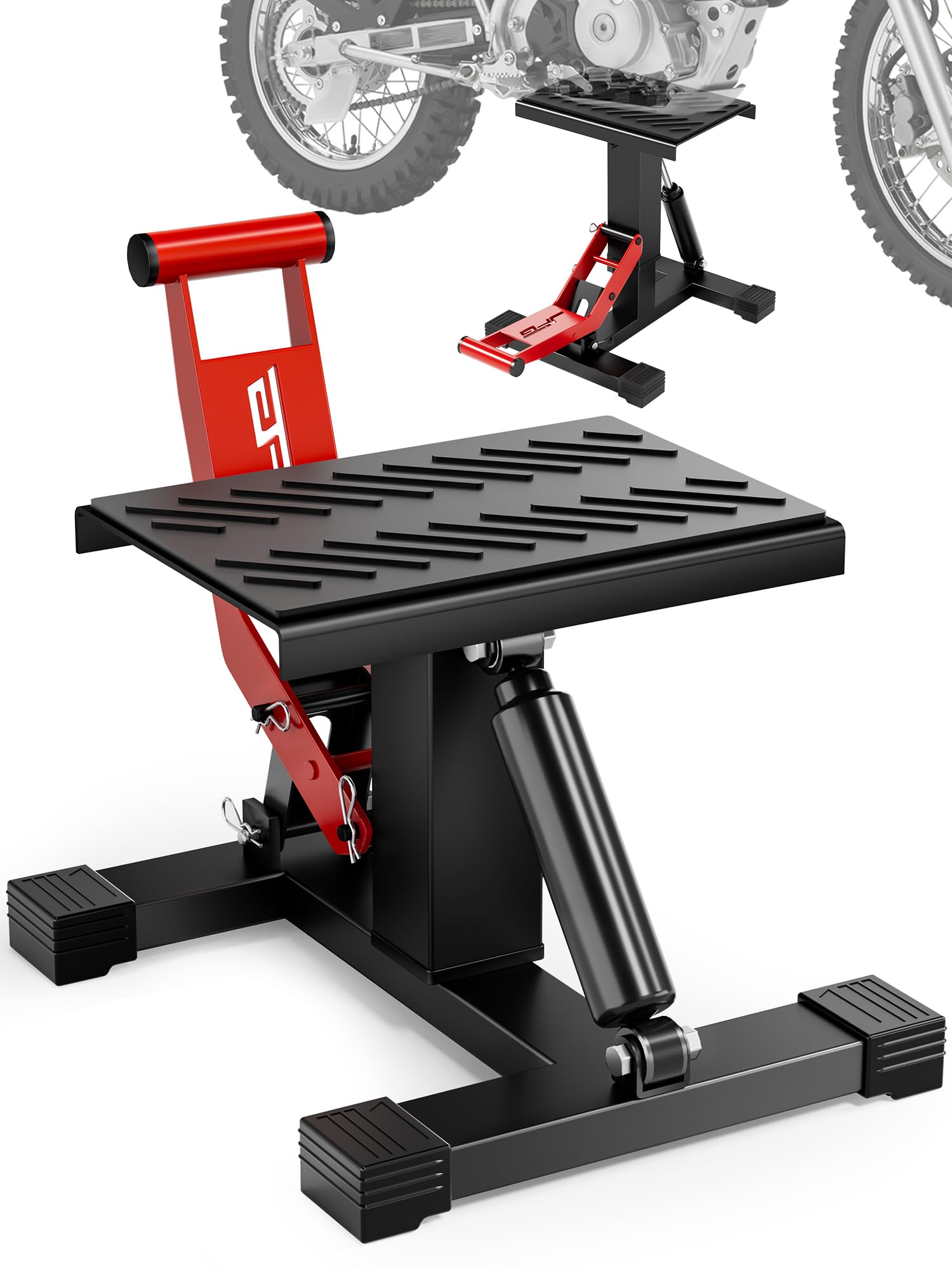 JFG RACING Motorcycle Dirt Bike Stand 1000Lbs Capacity Lift Jack Hoist Table Height Adjustable Lifting Stand Ideal for Dirt Pit Bike Repair&Maintainance,Dirt Bike Accessories