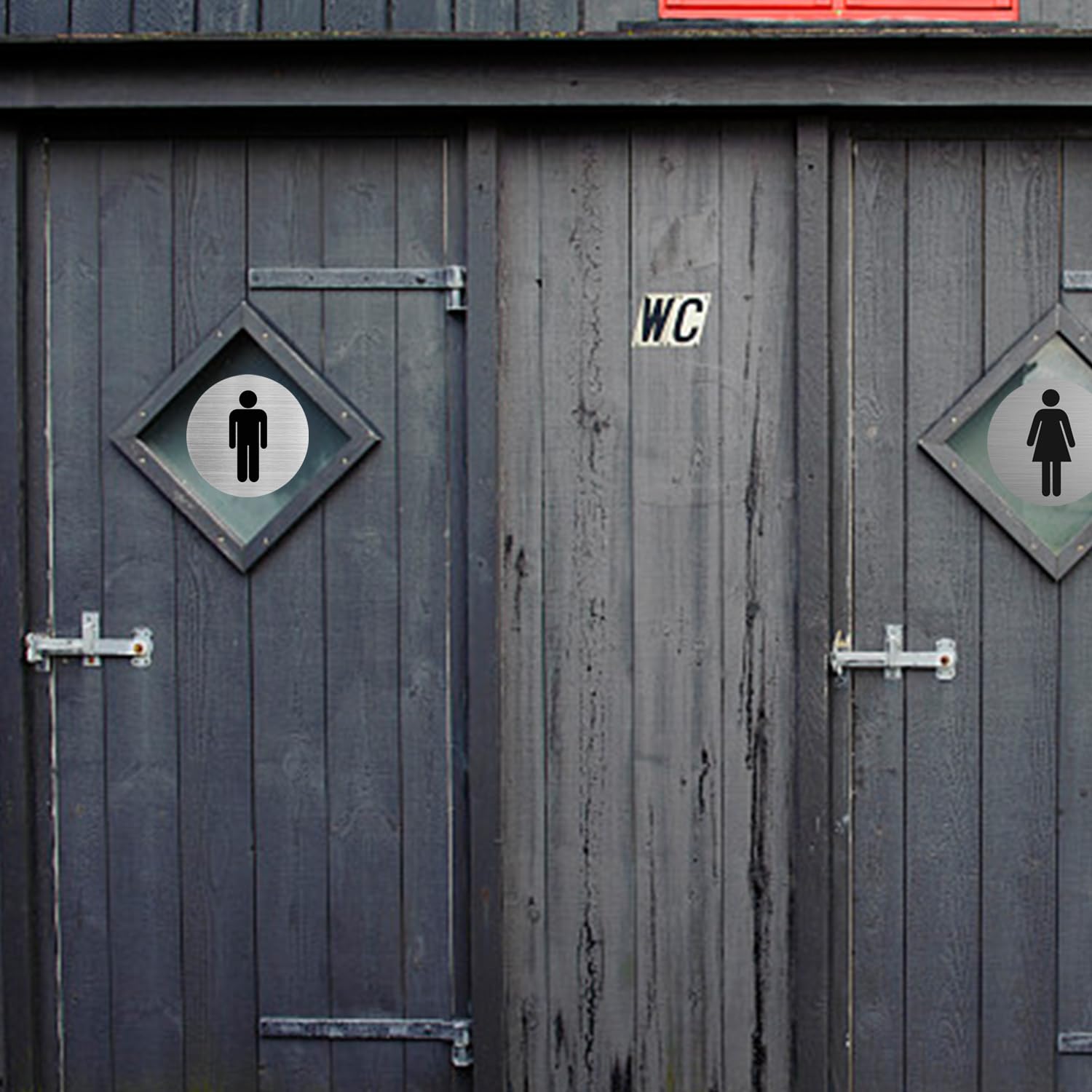 4 Pezzi Di Cartelloni Toilette, Cartelli Di Metallo, Forniture Per Servizi Igienici, Accessori Per Le Porte Del Gabinetto, Cartelli Autoadesivi.