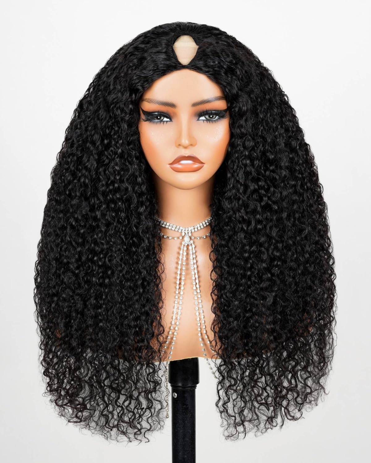 Megalook hair V Part Wig Human Hair 12A Deep Curly Wig