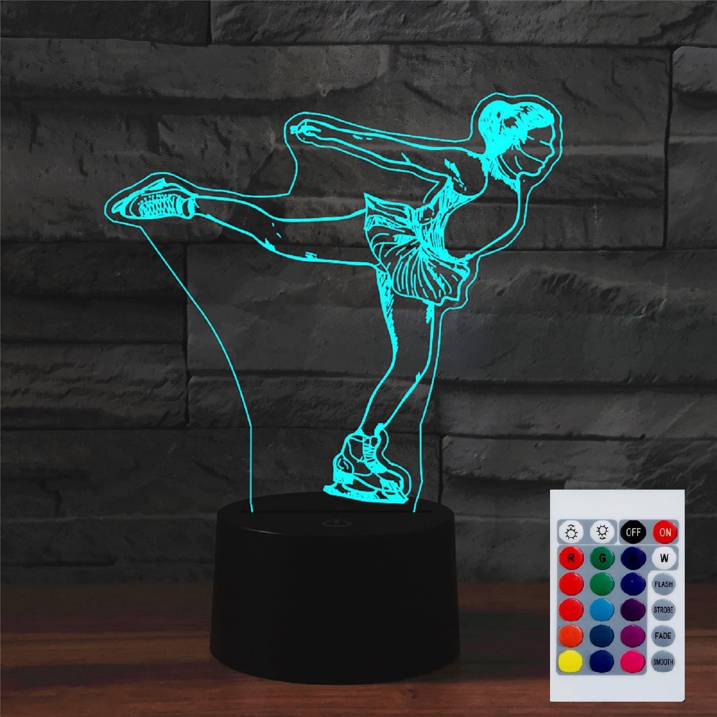 SUPERHONGJIHAO Night Light for Kids 3D Skating Led Lamp with Remote Control 16 Color Changing Xmas Birthday Gift for Child