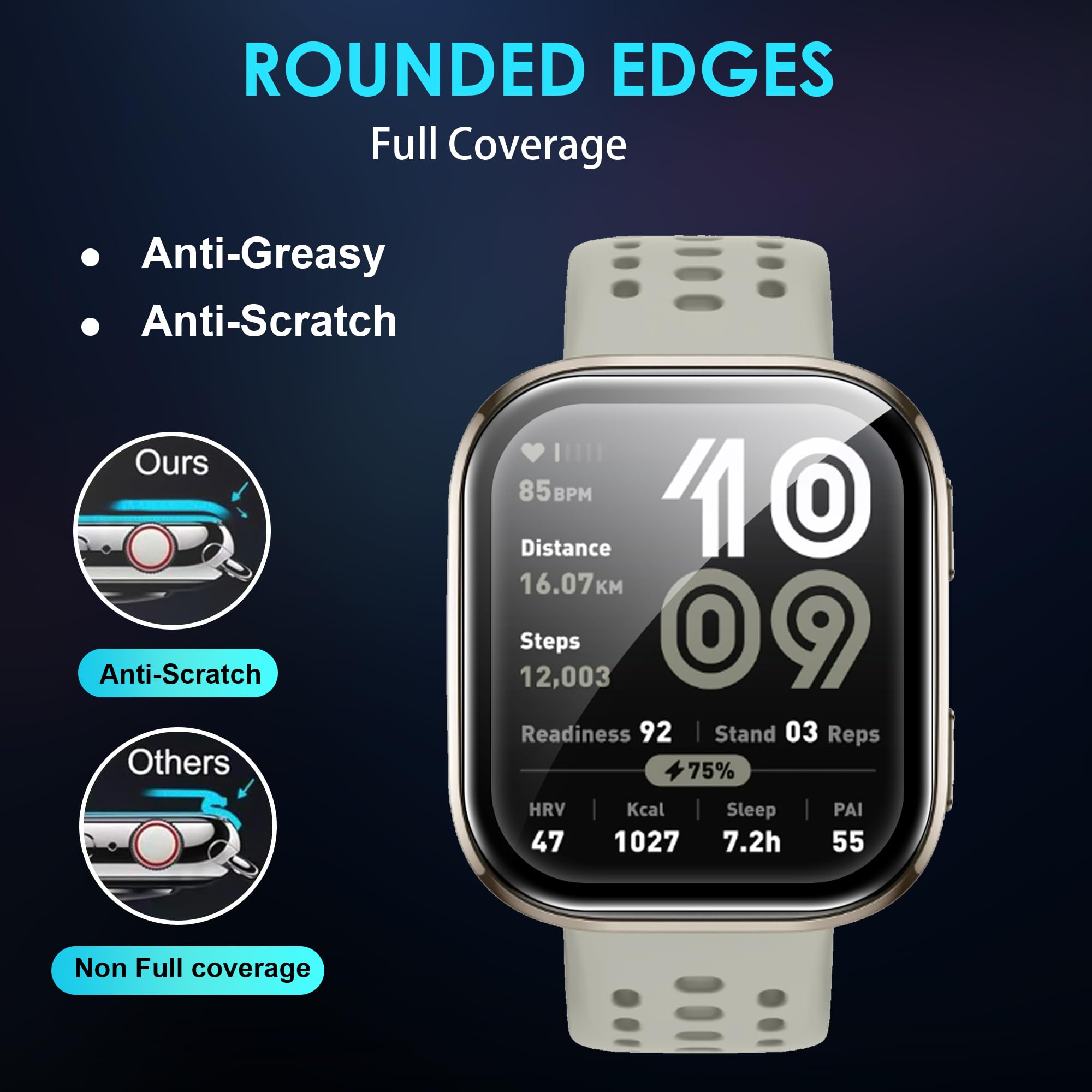 Film Protection Écran Pour Amazfit Active 2 Square - 3 Pièces - Anti-Rayures Et Anti-Empreintes - Installation Facile