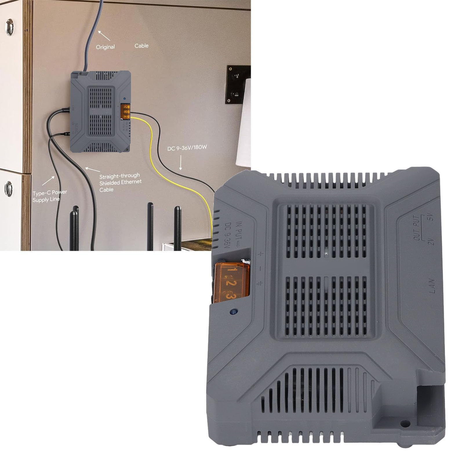 Potenziamento Passivo Dell'iniettore PoE GigE da 180 W per Sistemi Satellitari Parabolici di Seconda Generazione Materiale ABS Fast Ethernet 1000 Mbps