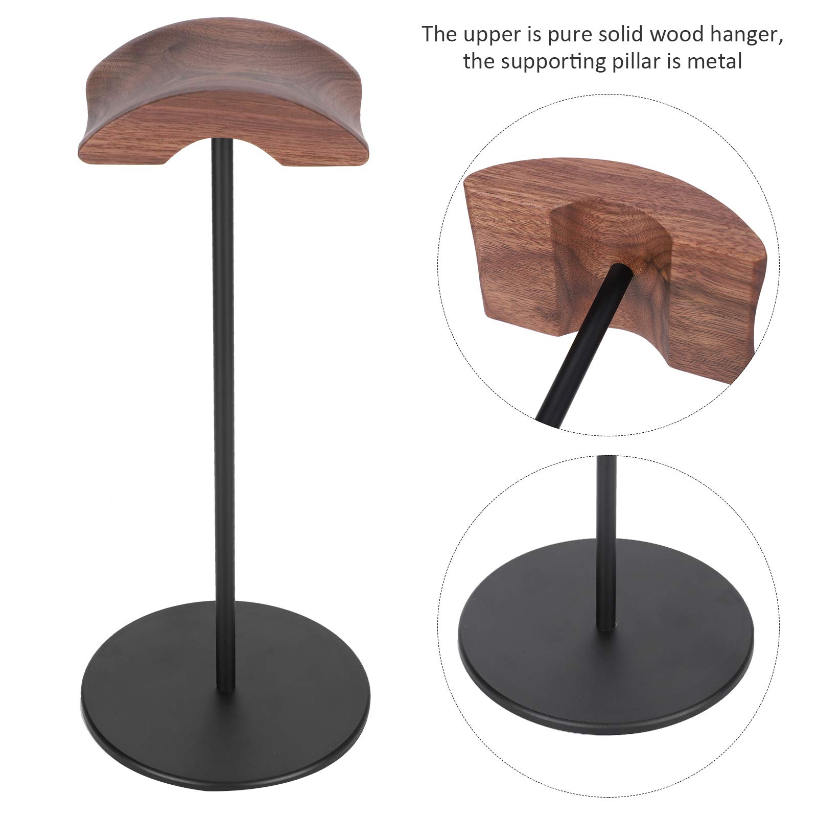 Supporto per cuffie in lega di alluminio noce nero Supporto per auricolari metallico Supporto per display da scrivania Supporto per organizer per cuffie da gioco Cuffie sopra