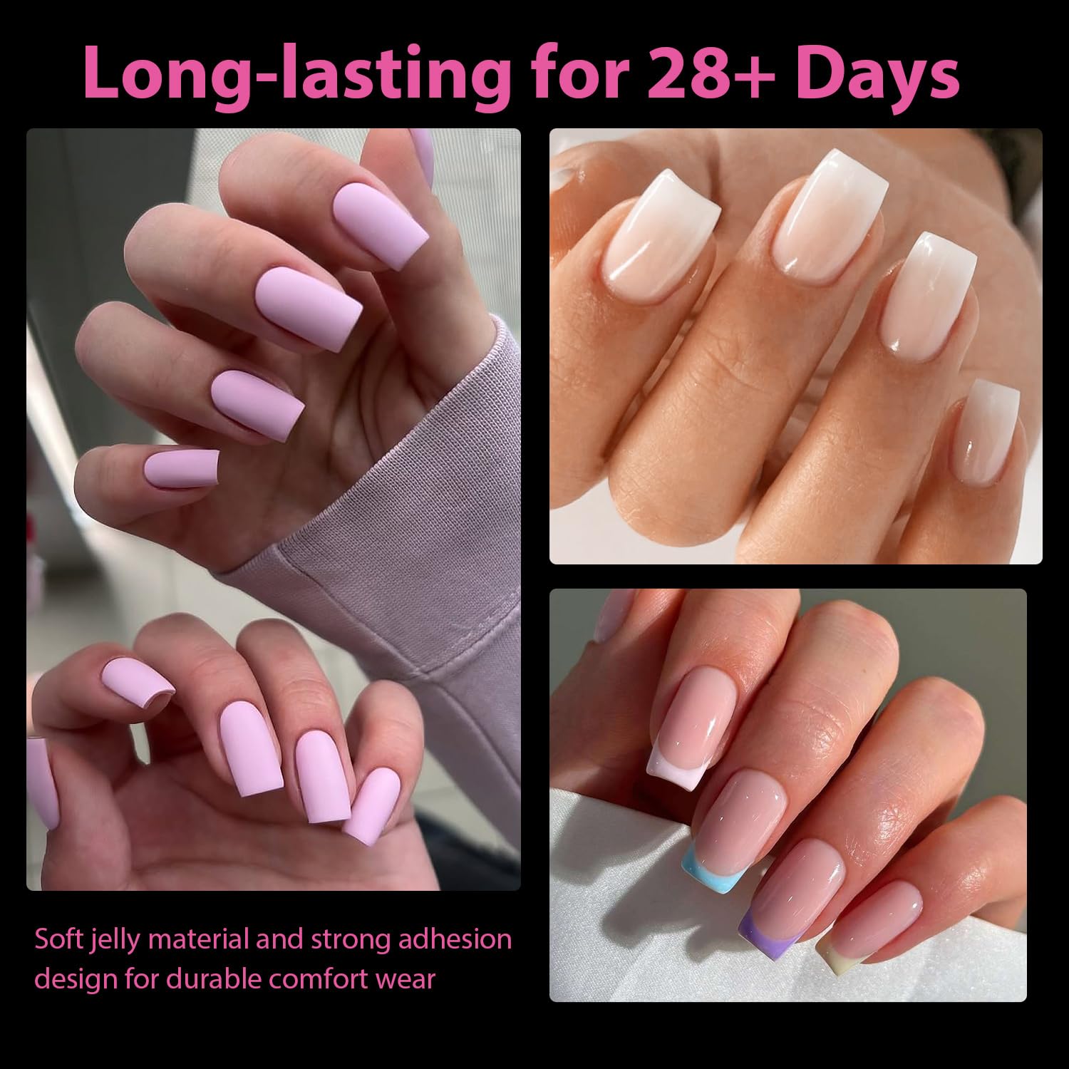 UNA GELLA Tips für Gelnägel Kurze Square, 504 Stück 12 Größen Vorgeformte Soft Gel Nagelspitzen, Full Cover Press On Nail Tips für Nagelverlängerung & DIY Nagelstudio zu Hause