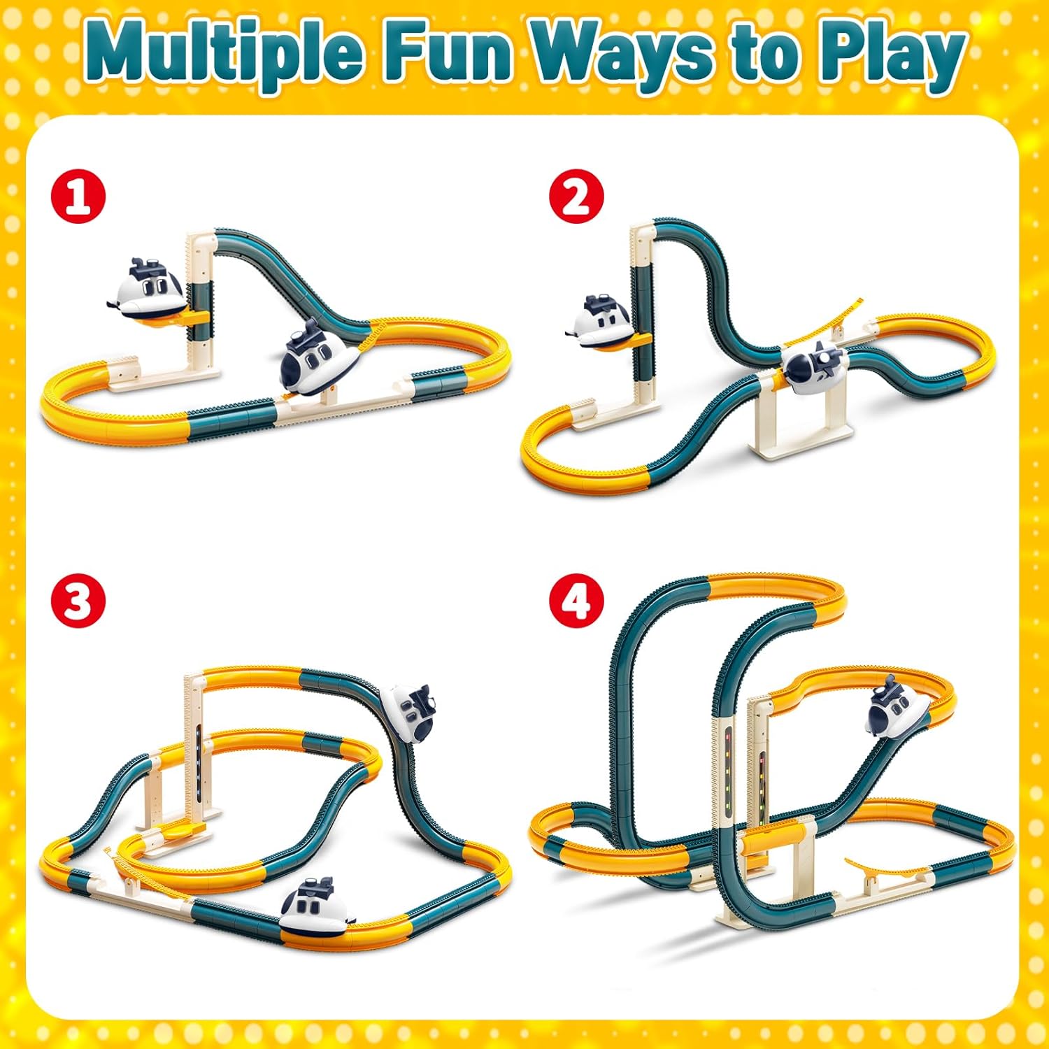 Electric Race Track Car Toy, DIY Flexible Steam Aircraft Track for Toddlers with Smokes & Lights, Kids Train Set Toys for 3 4 5 6 7 8 Year Old Boys Girls Christmas Birthday Party Gift, Large