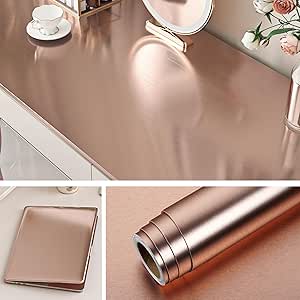 Livelynine Worktop Vinyl Covering Pink Rose Gold Oil Proof Sticky Back ...