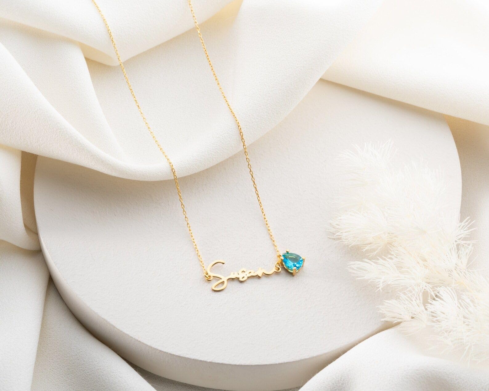 Nome e collana con pietra portafortuna personalizzato con nome Festa della Mamma Natale anniversario compleanno, Design minimalista