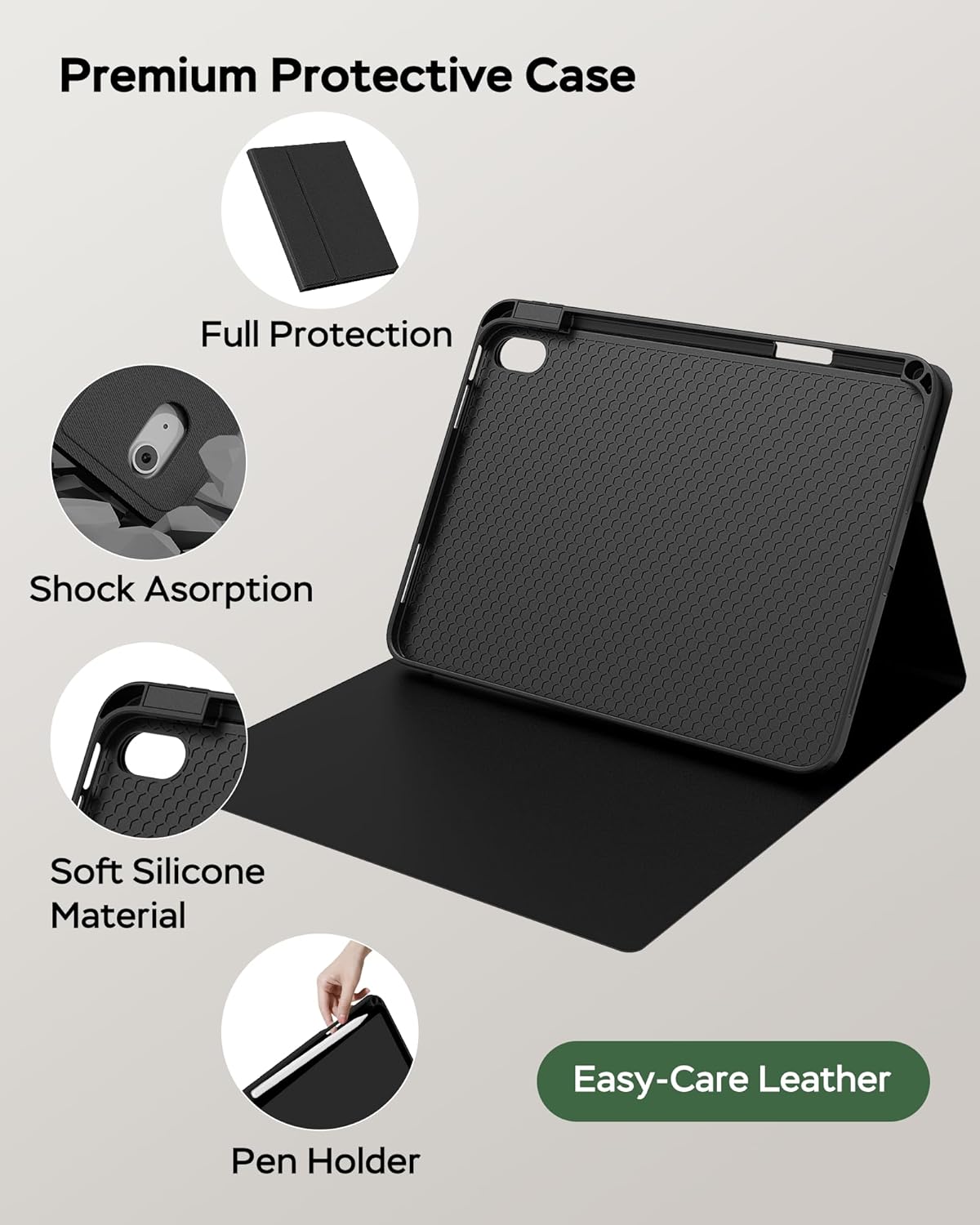 for ipad A16 Case with Keyboard and Mouse, Stand Folio Cover with Pencil Holder for 11th Gen 2025 11 inch/10th Gen 2022 10.9 inch, Magnetic Detachable Wireless Keyboard with Mouse, Black - Image 7