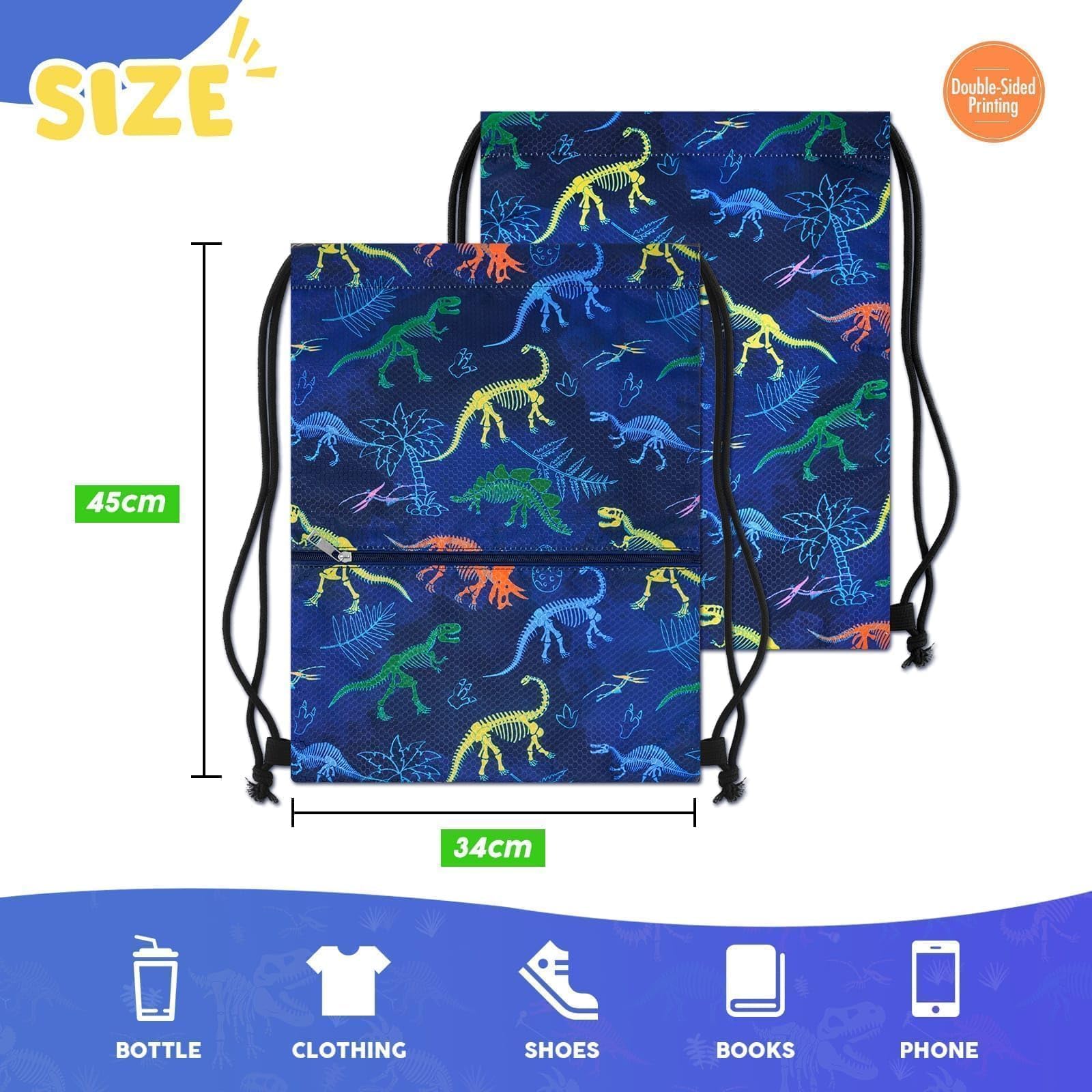 WAWSAM Bolsas de Cuerdas de Gimnasio- Mochila con cordón para Niños Bolsa