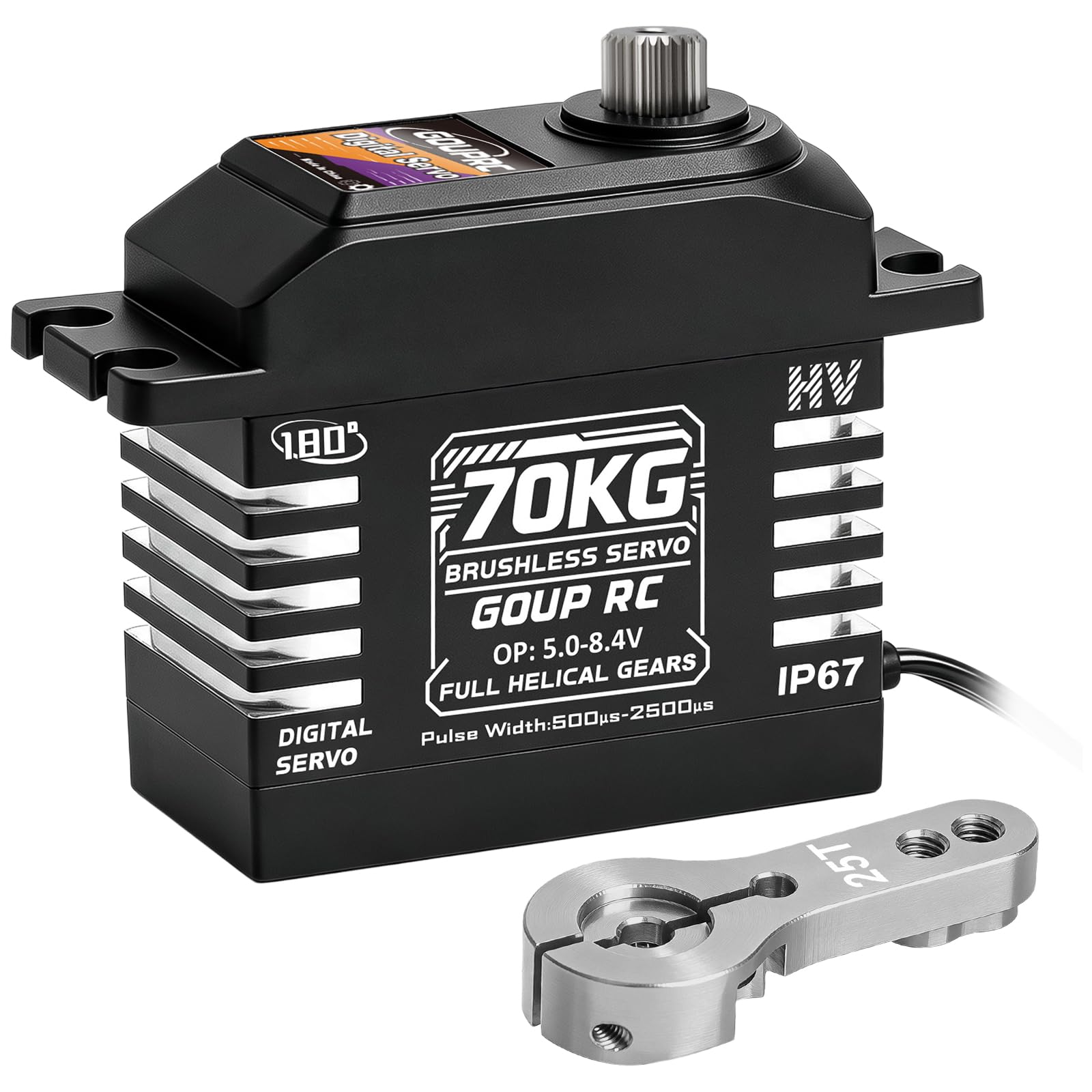 Servo di sterzo digitale in metallo, 70 kg, 7,4 V, per 1/8 1/10 1