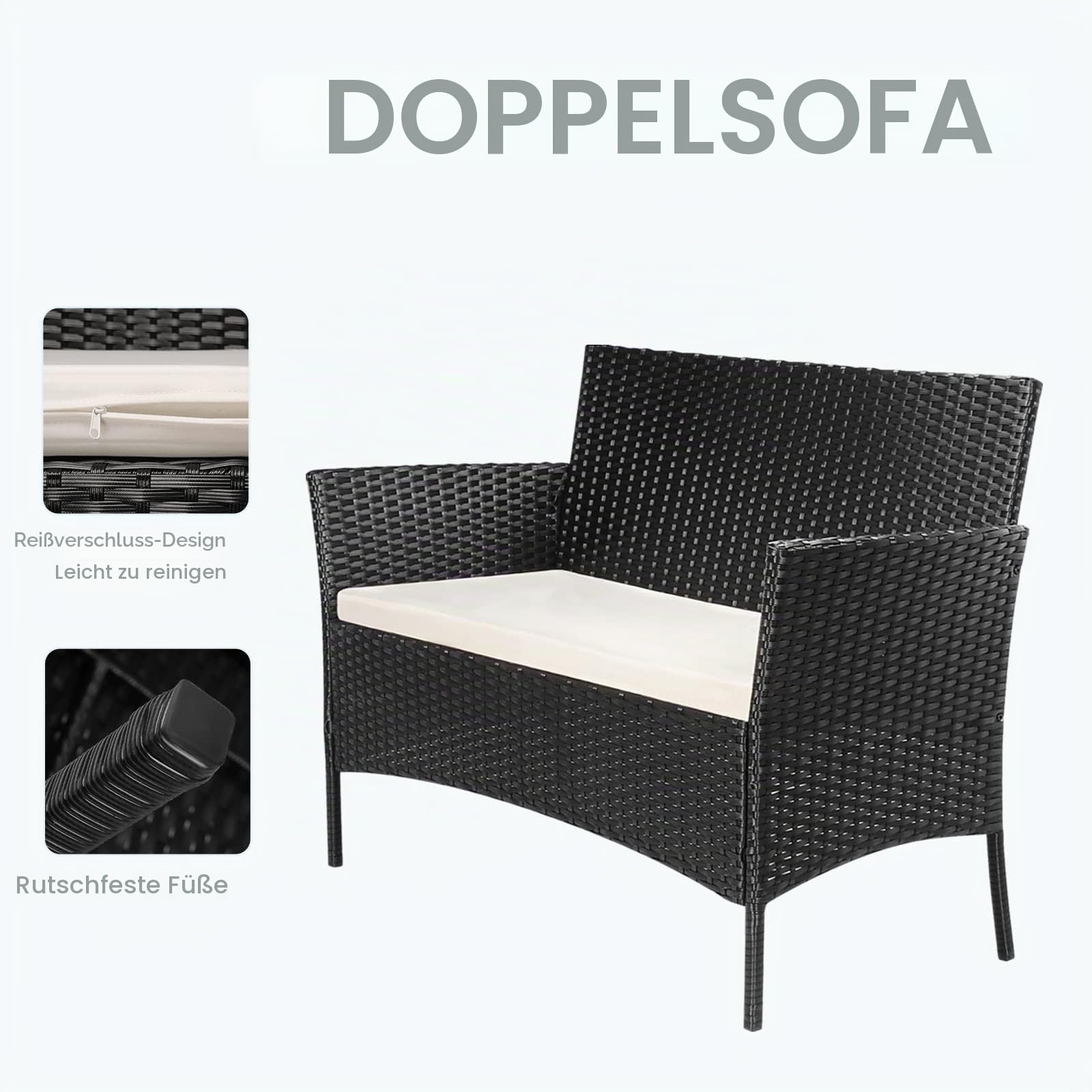 bigzzia Gartenmöbel Set Rattan, Lounge Gartenmöbel Set Polyrattan Balkonmöbel Kleiner Balkon Wetterfest Sitzlounge Für 4-5 Personen