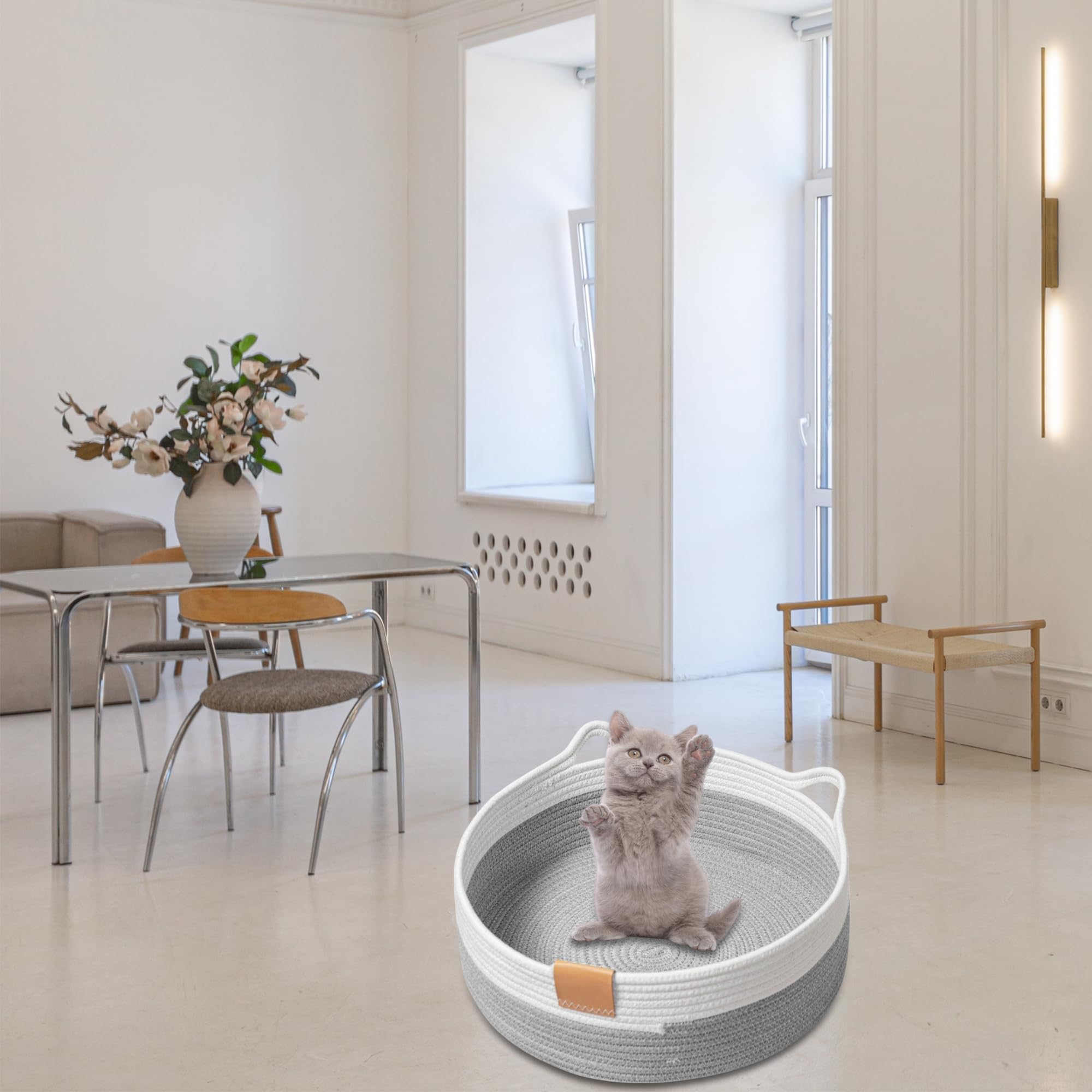 Gewebtes Katzenbett Für Katzen Hellgrau 1 Stück Kratzfest 50cm