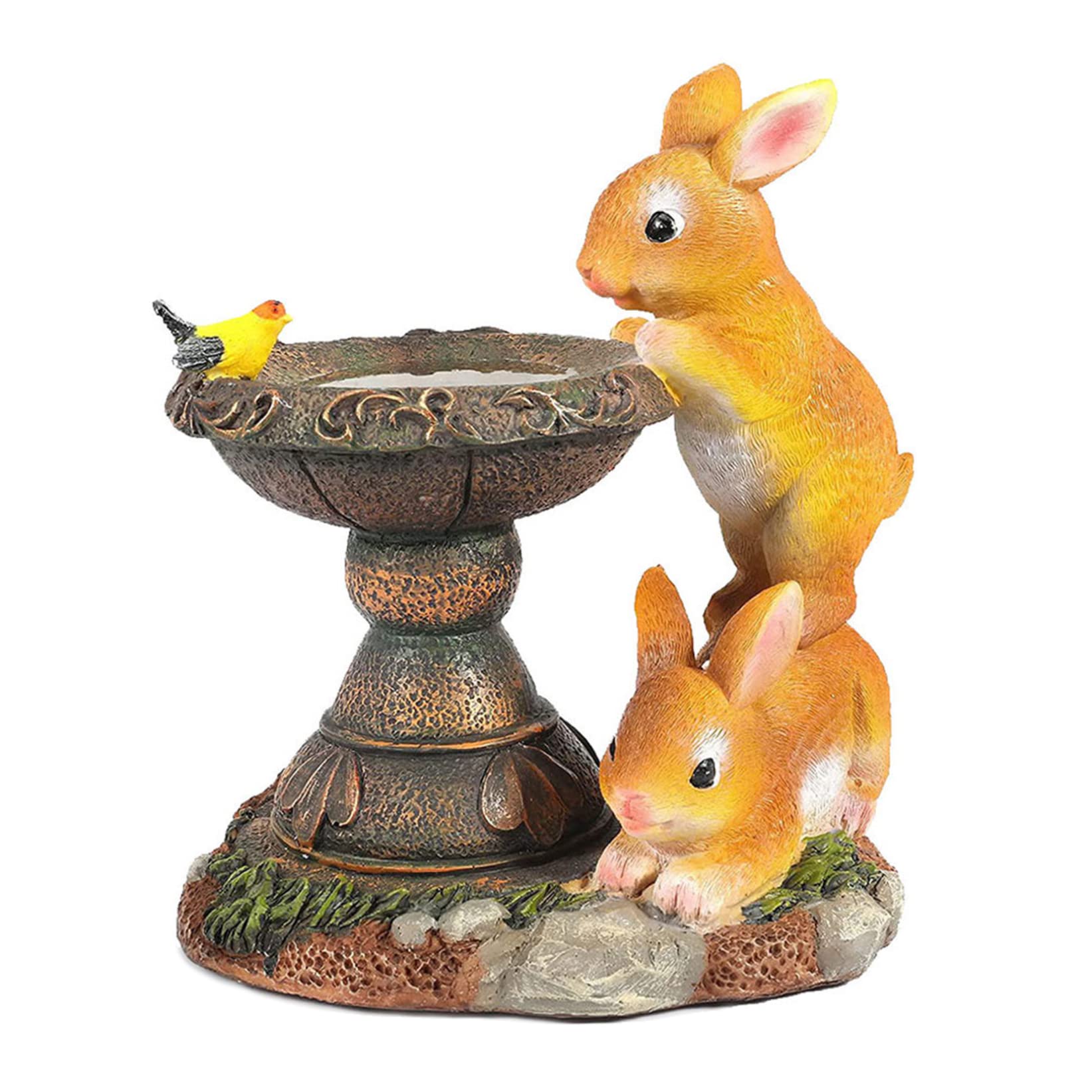 Statue en résine étanche avec lumière chaude de lapin solaire haut de gamme