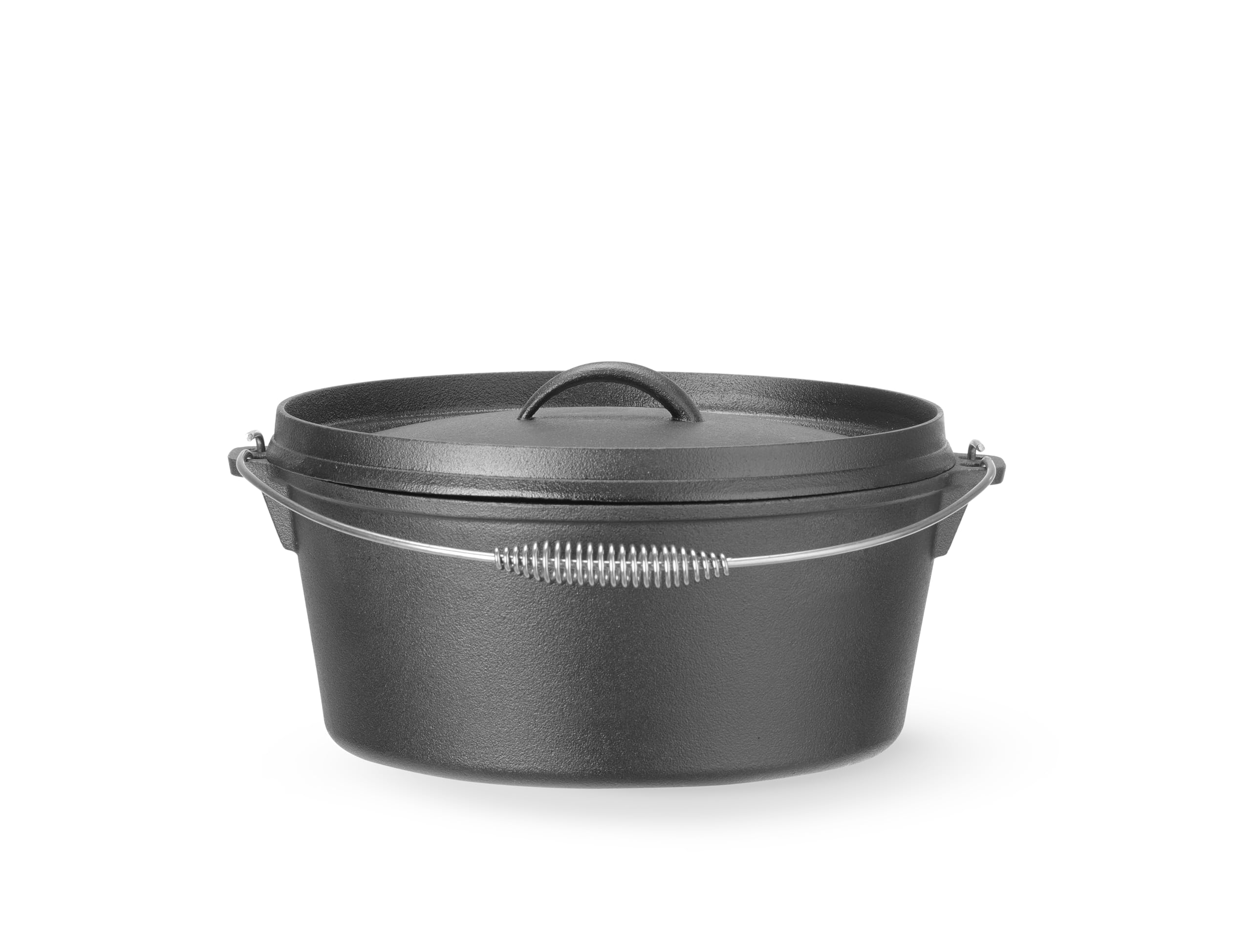 HENDI Pentola in ghisa con coperchio e manico ad arco, adatta a fuoco aperto, forno, piano cottura a gas, induzione, elettrico e vetroceramica, 7,2L, ⌀310x(H)130mm