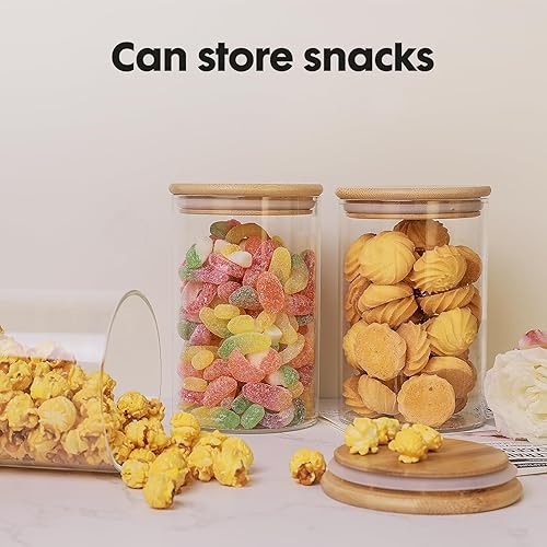 Miniatura 4 de YUNCANG Tarros de vidrio para almacenamiento de alimentos de 37 onzas juego de 6, recipientes de almacenamiento de alimentos de vidrio transparente