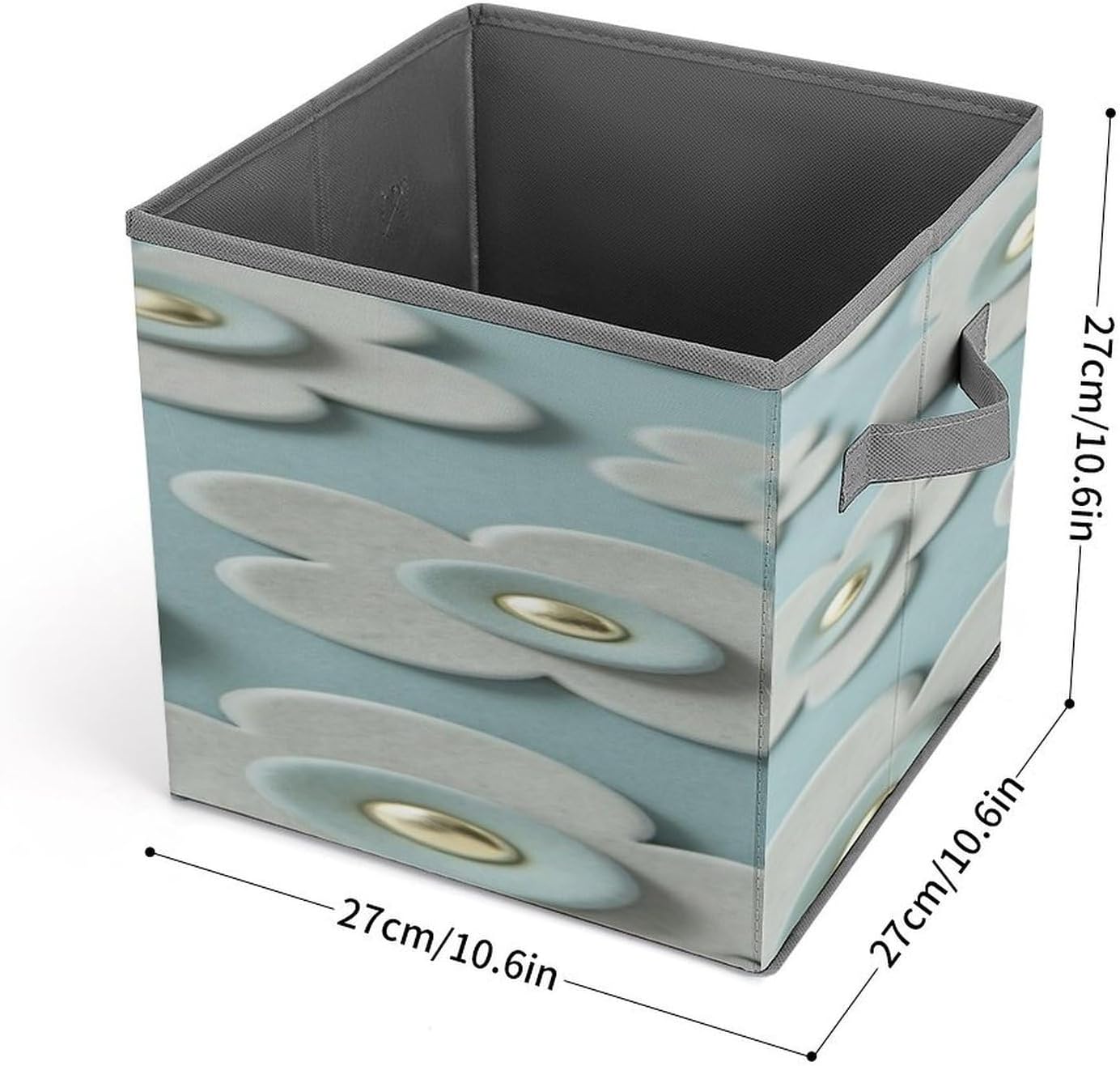 Blue Flowers Fabric Bins Storage Basket Square Baskets | Storage Bin with Double Handles,Cube Collapsible Organizers for Organization,Closet,Shelves,Offices