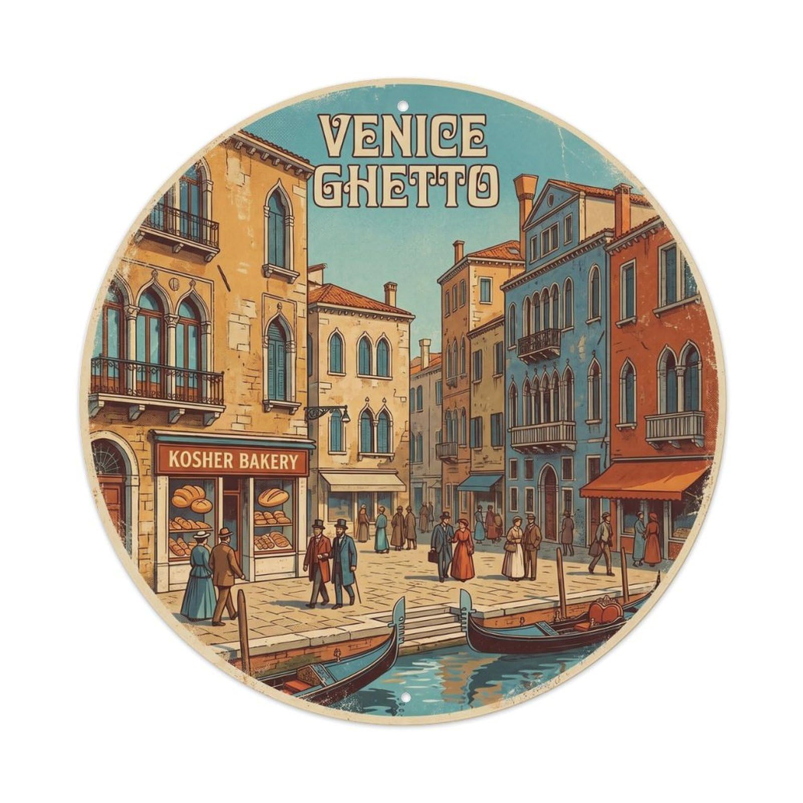 Retro Venice Italy Jewish Heritage City Travel Metal Tin Sign