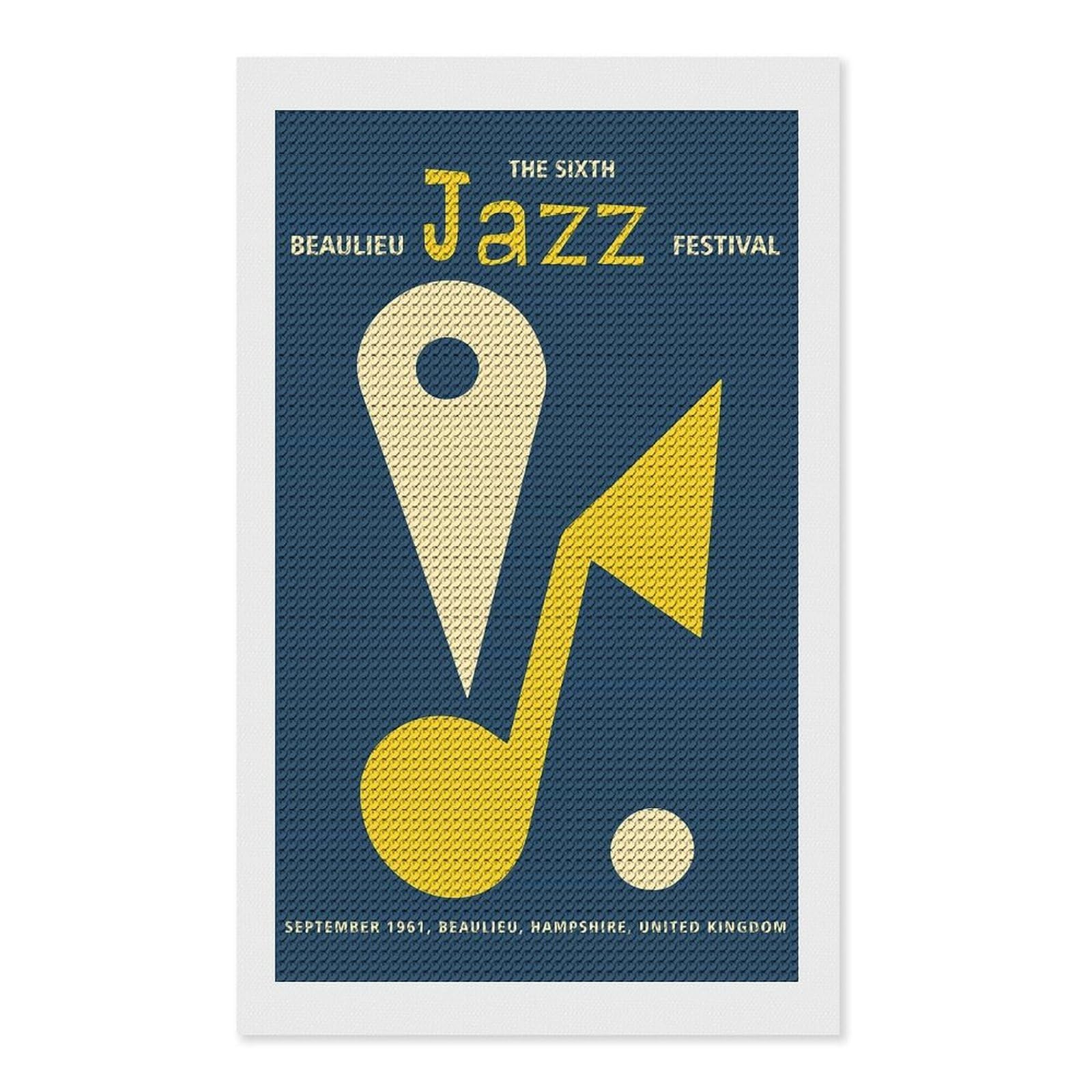 Junmoney Beaulieu Jazz Festival Crystal Diamond Art Kit 12"x20", Modern Decor, Boho Decor, Wall Art Gift, Decorative Artwork, Creative Hobby