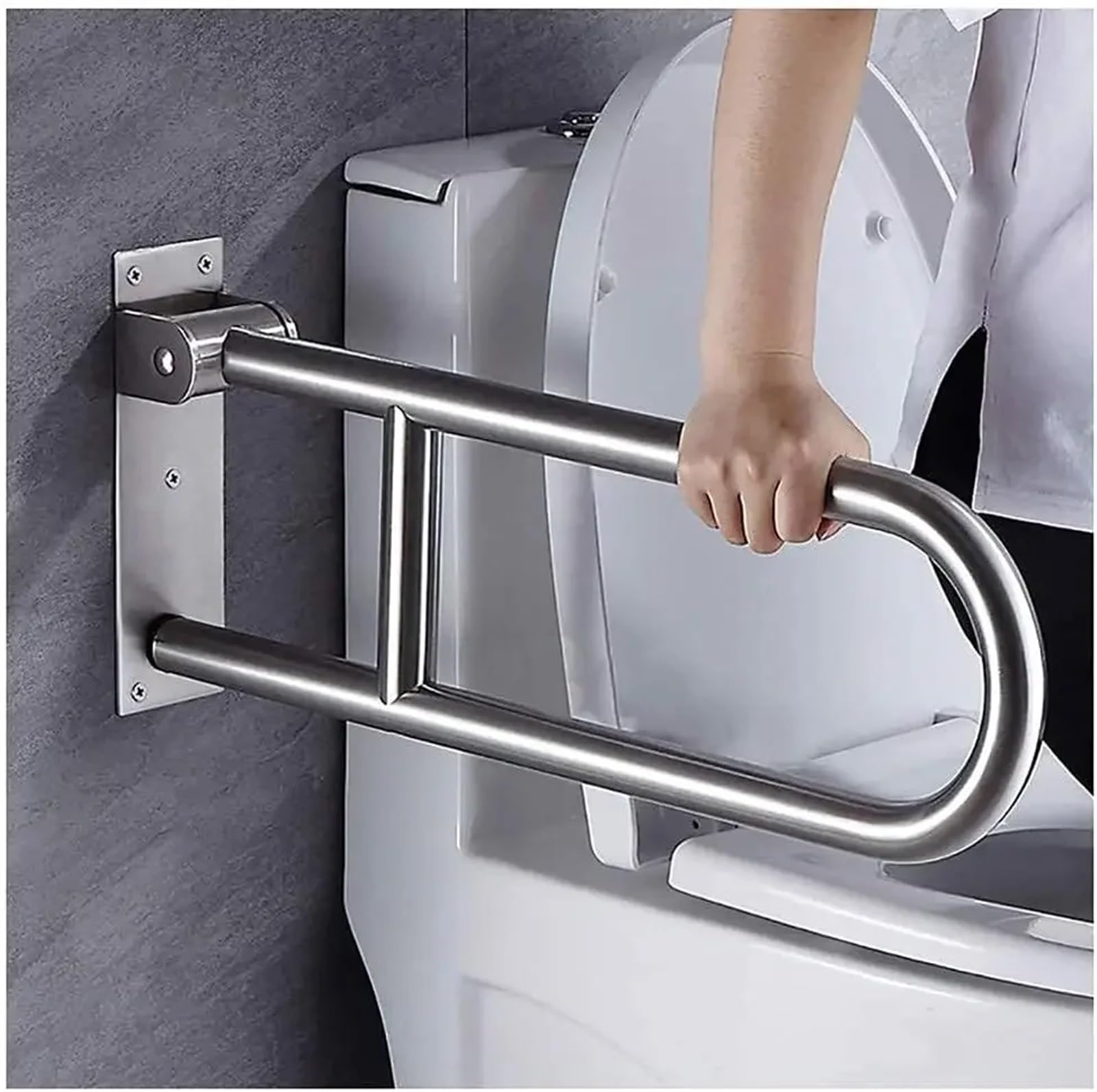 Barandilla plegable para el inodoro Barra de seguridad for baño en forma U, reposabrazos, pasamanos plegables, manija for bañera for embarazadas y personas mayores con discapacidad