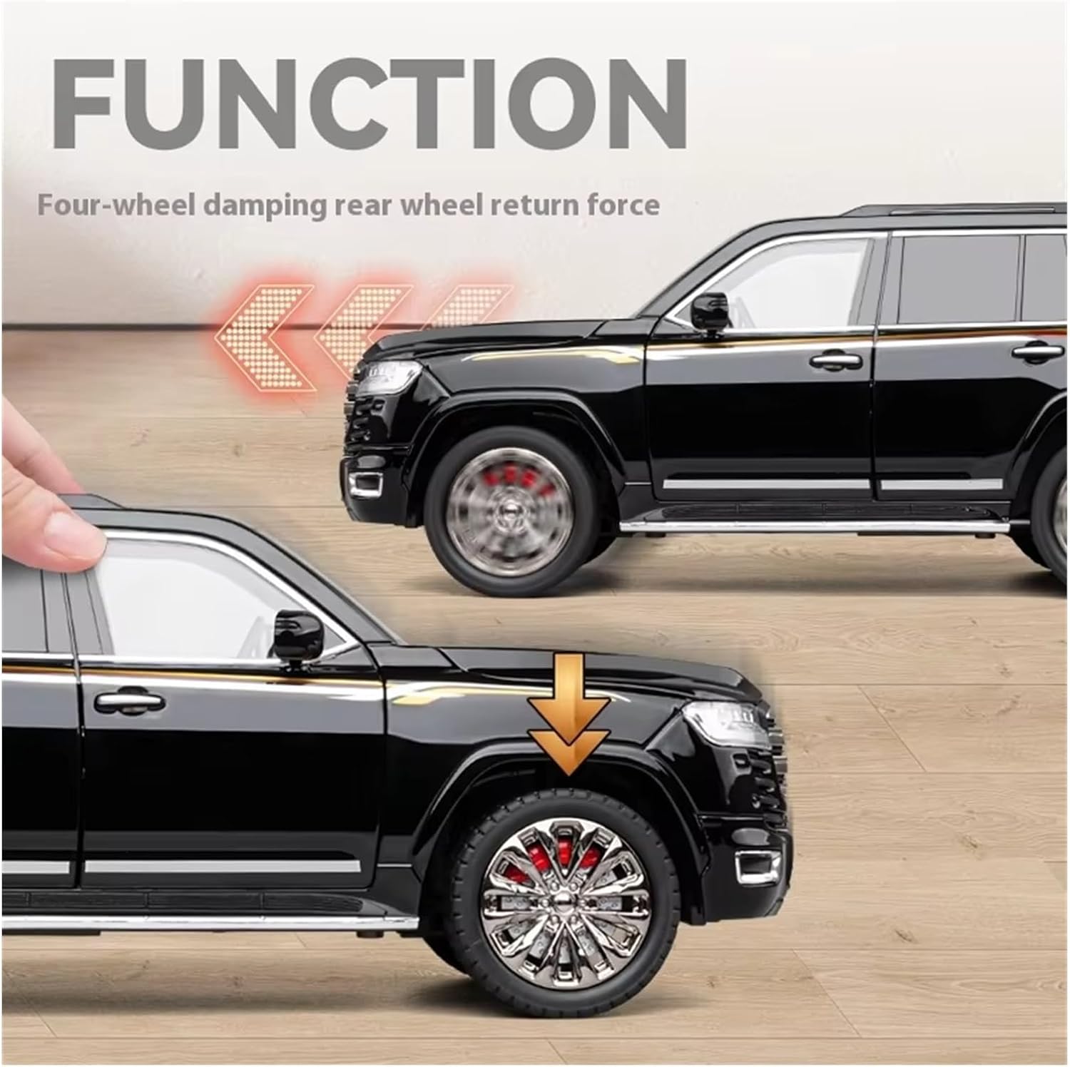 1:18 for Land Cruiser LC300 SUV Alloy Car Diecast Model Sound Light Toy Home Decoration Ornaments Collection Gift Toy(White B,with Box)