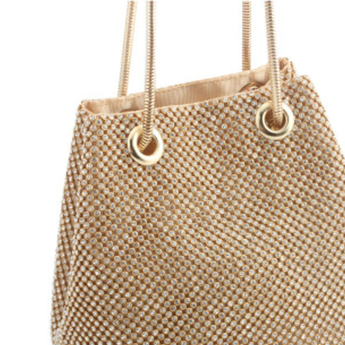 Hemobllo Bolso Dorado Mujer Fiesta Tipo Cubo Con Cristales Bolso De Mano Clutch Para Boda Y Evento Para Móvil Monedero Tarjeta Y Más 7.08X1.96X5.90in